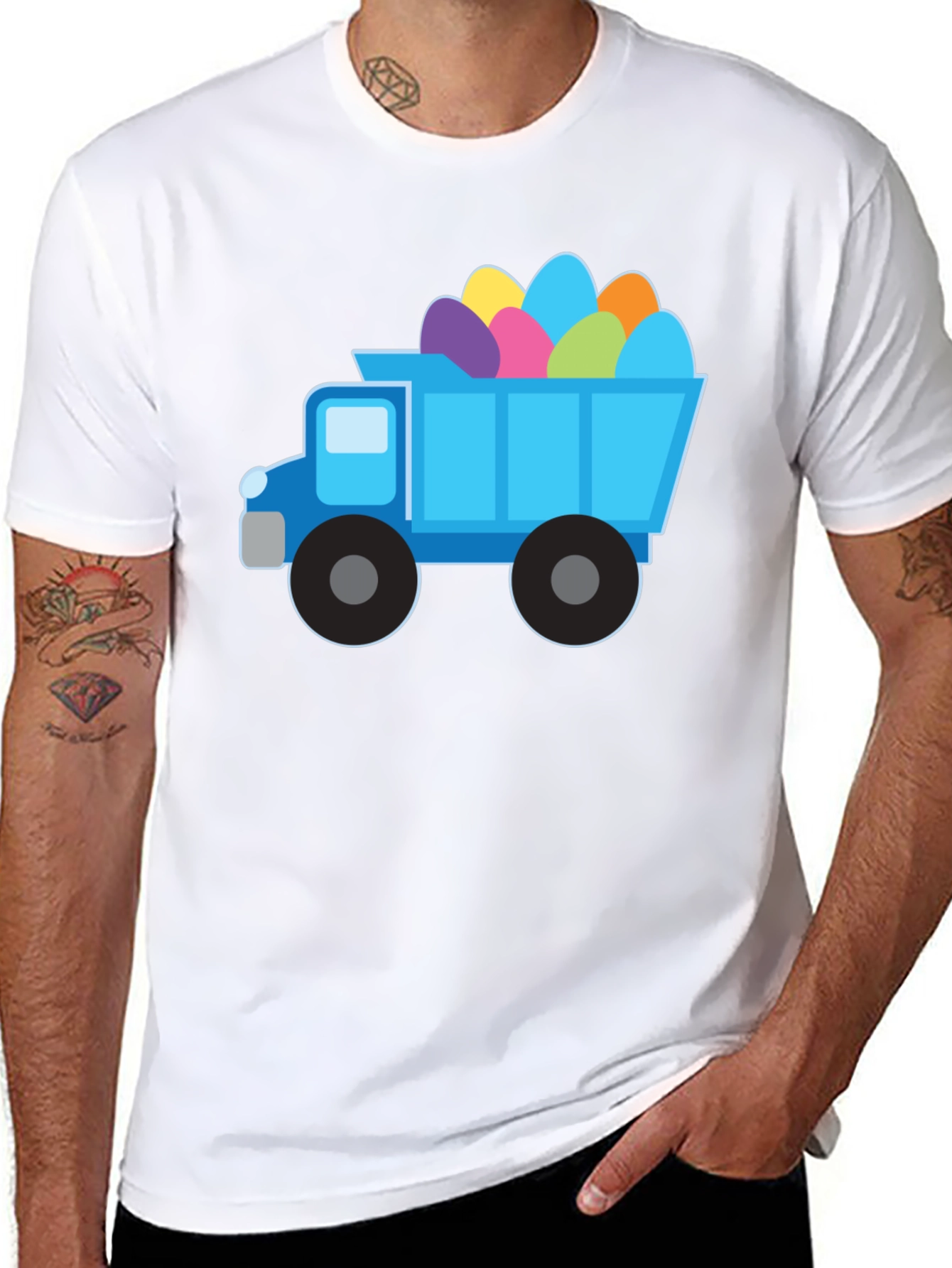 Easter Truck Eggs Tee - Black