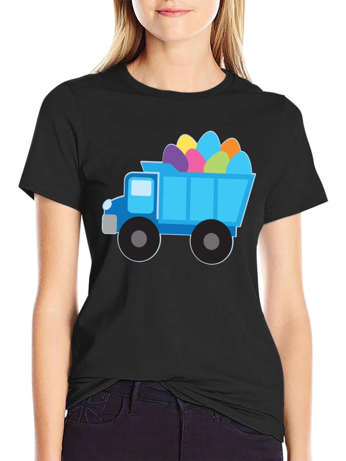 Easter Truck Eggs Tee - Black