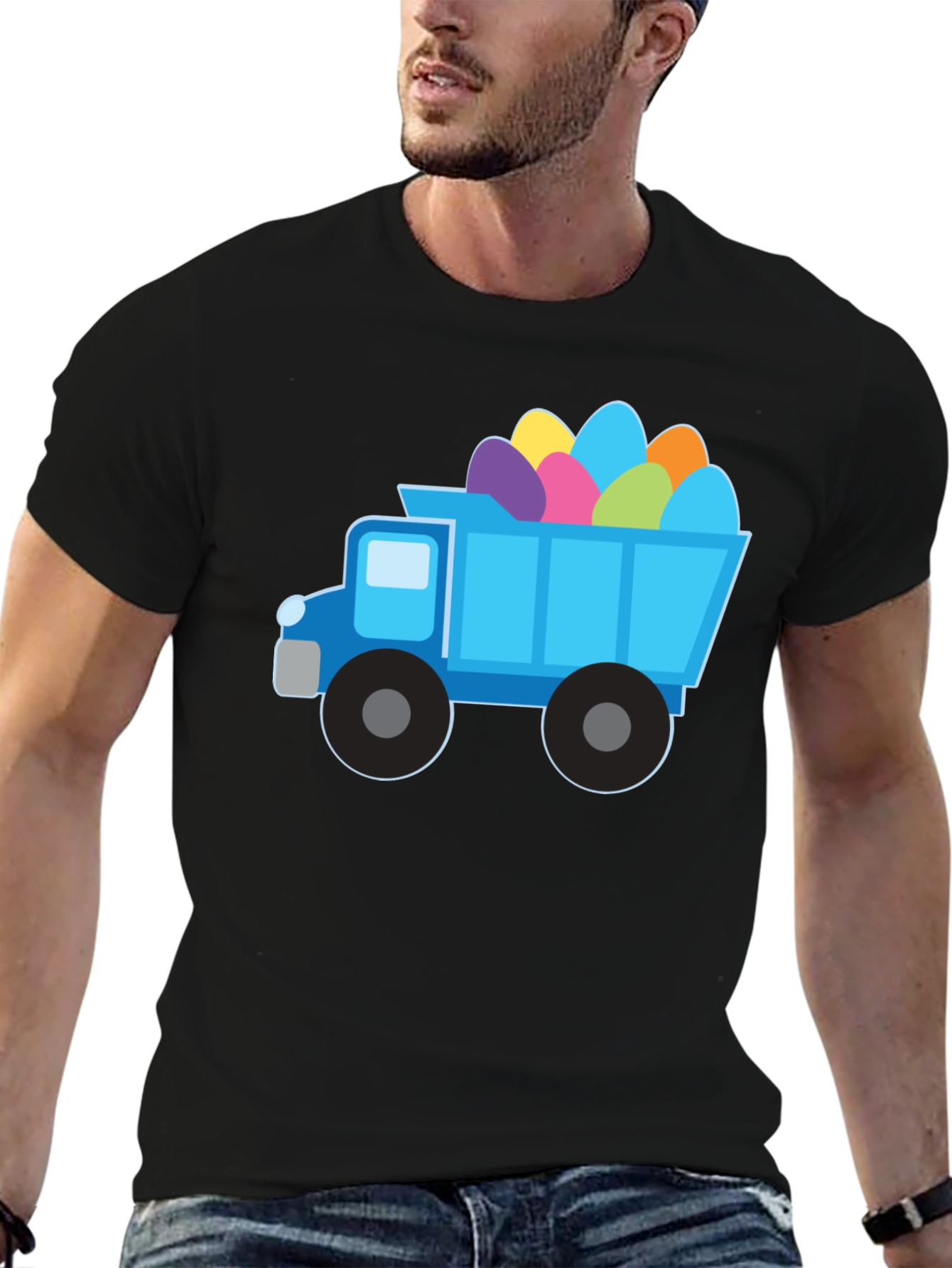 Easter Truck Eggs Tee - Black