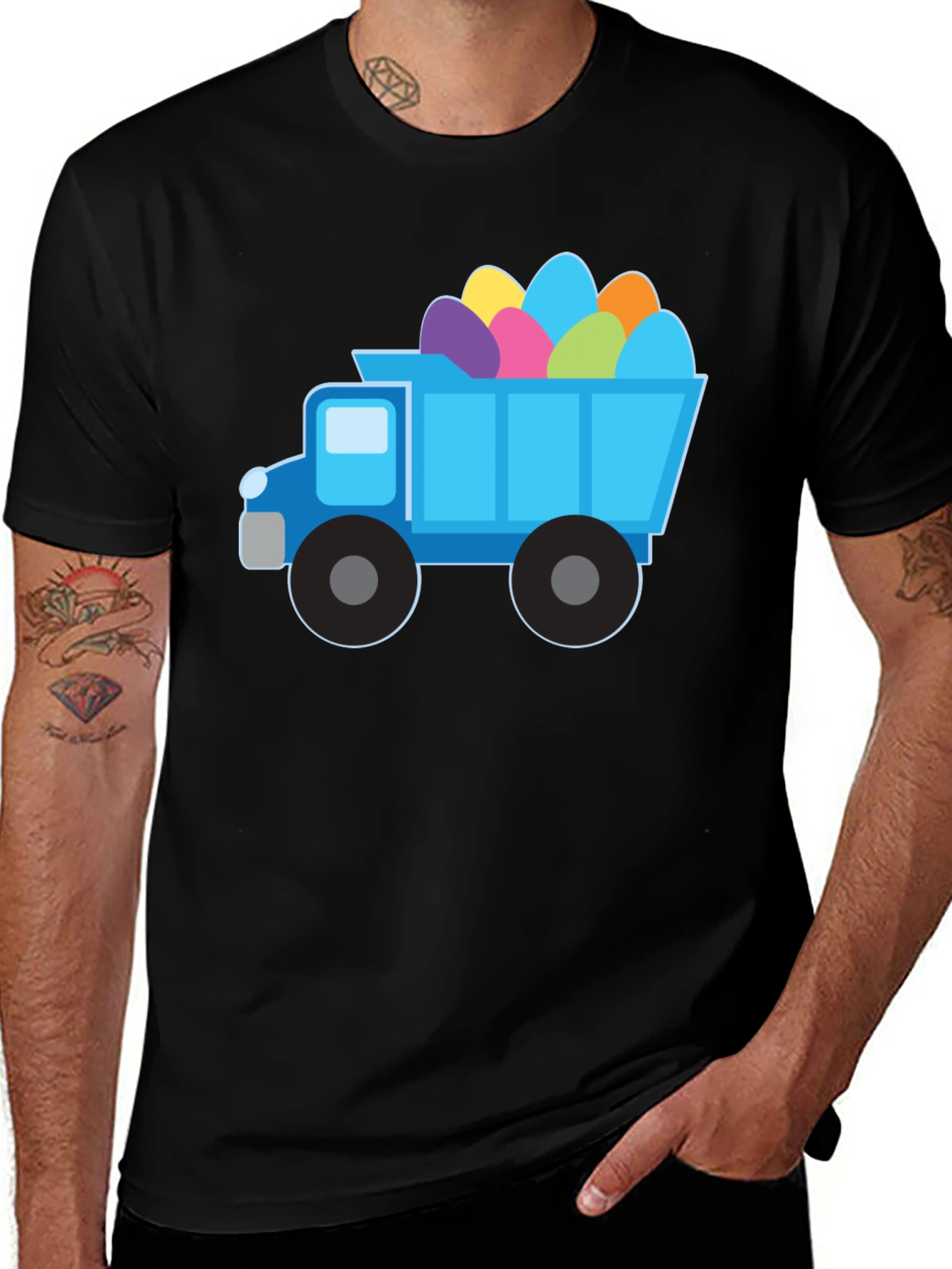 Easter Truck Eggs Tee - Black
