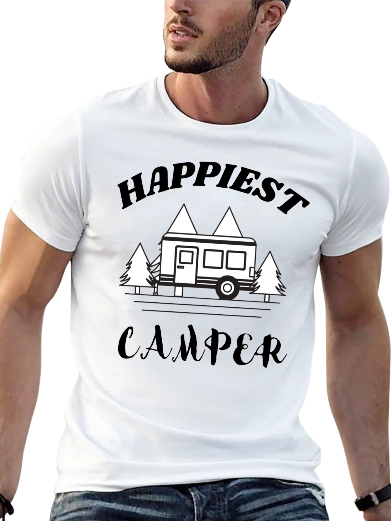 Happiest Camper Graphic T-Shirt - Black