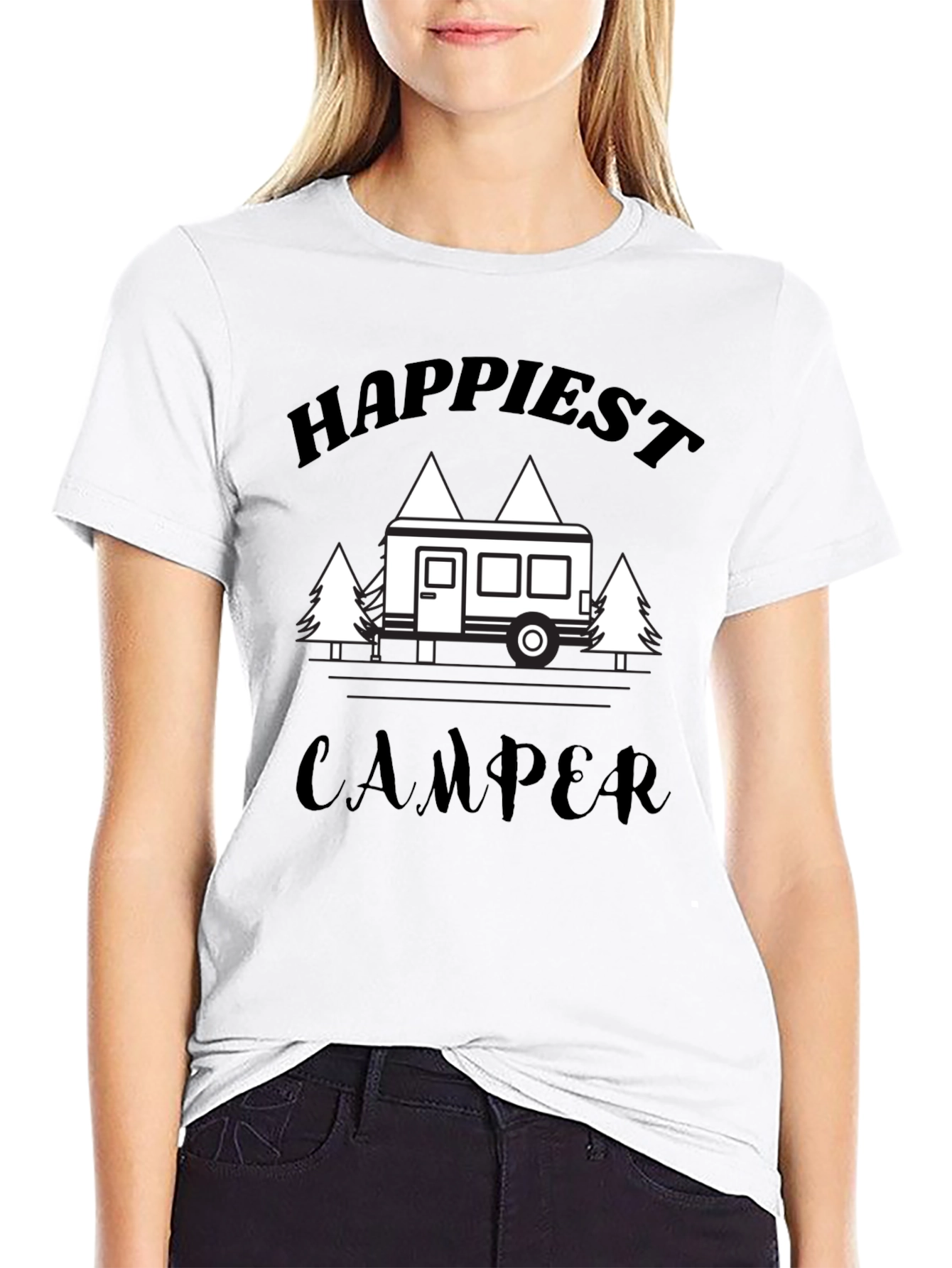 Happiest Camper Graphic T-Shirt - Black