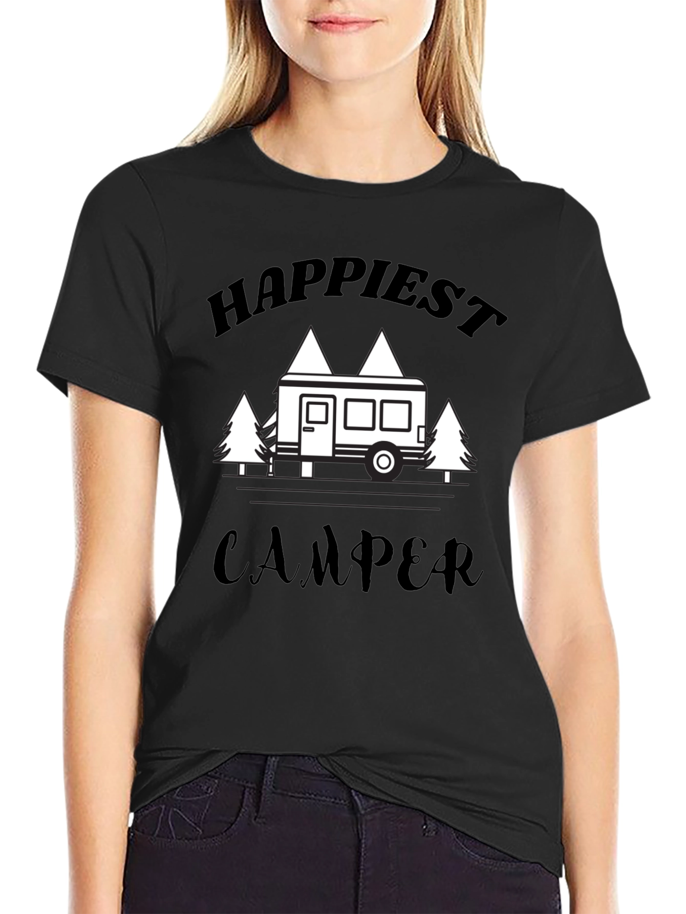 Happiest Camper Graphic T-Shirt - Black