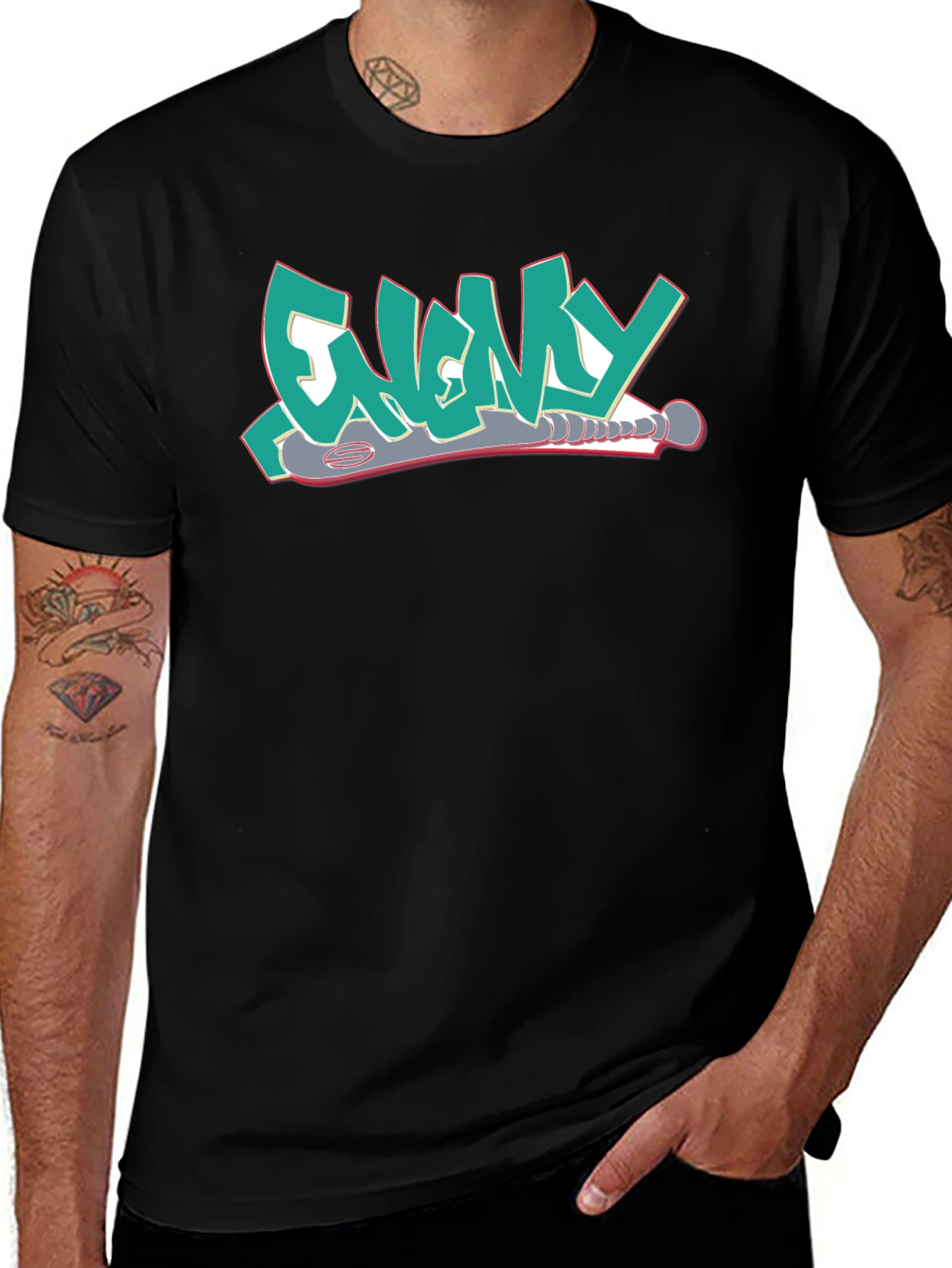 Enemy T-Shirt Graffiti Style Design