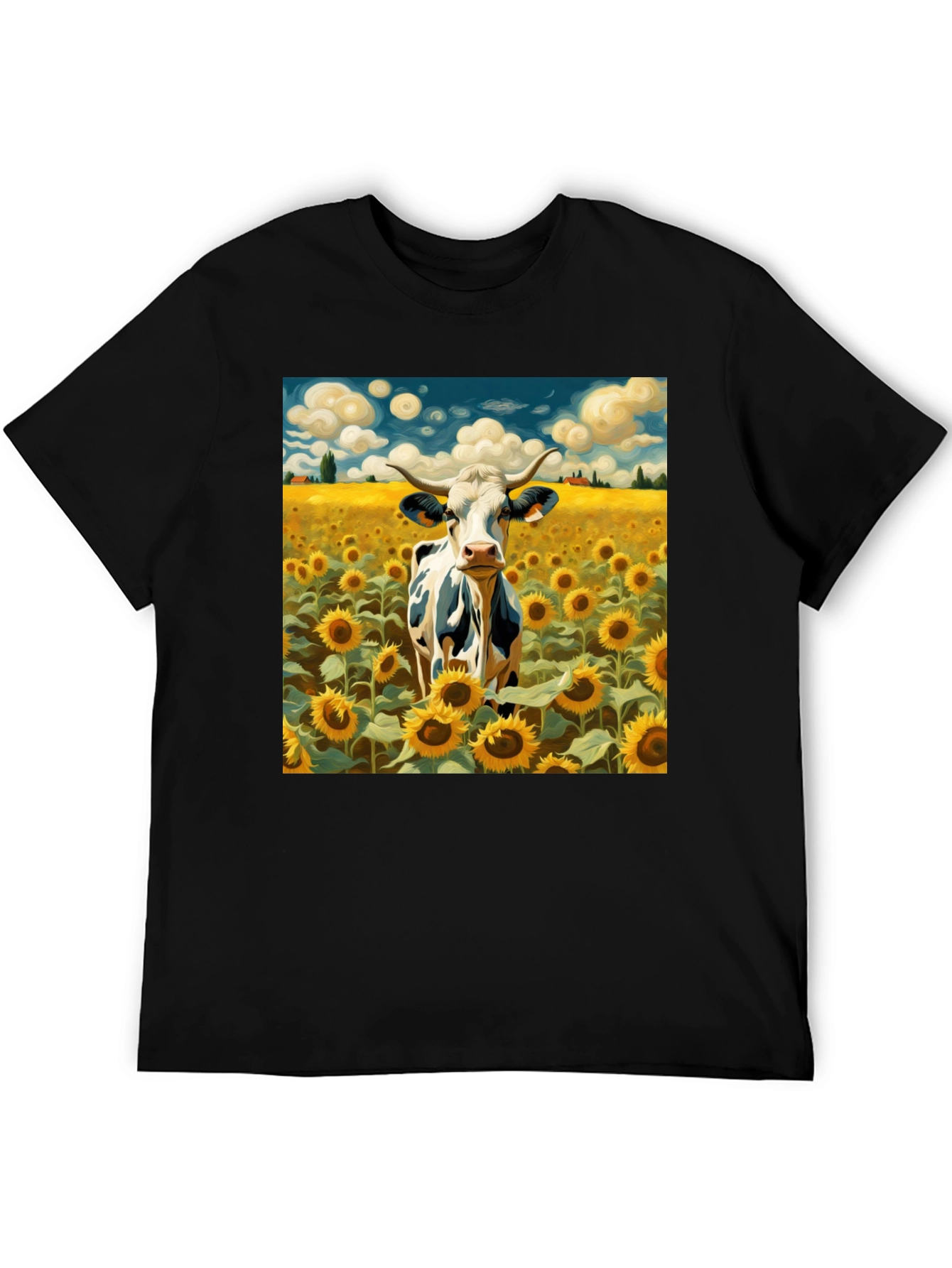 Cow in Sunflower Field Graphic Tee