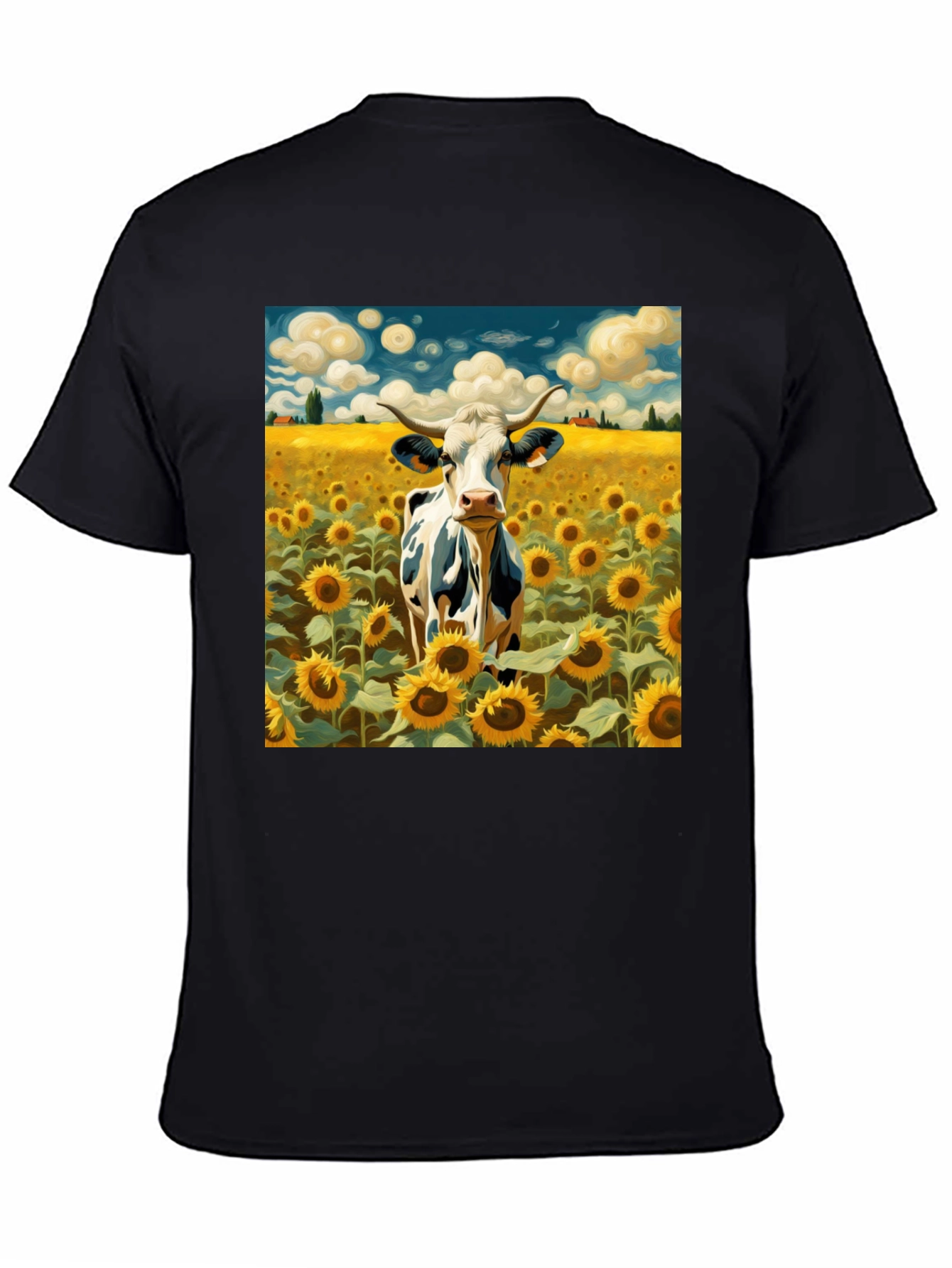 Cow in Sunflower Field Graphic Tee