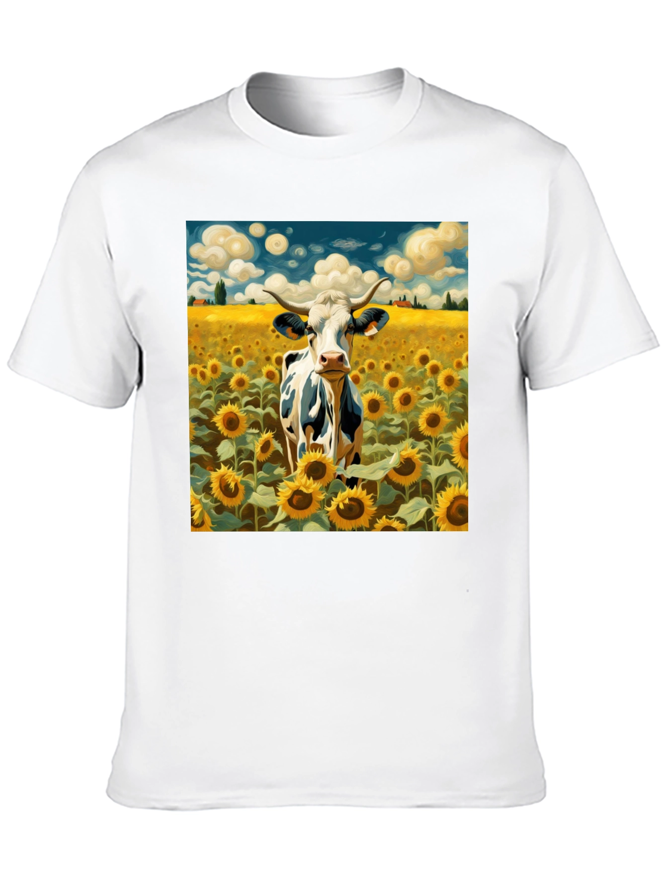 Cow in Sunflower Field Graphic Tee