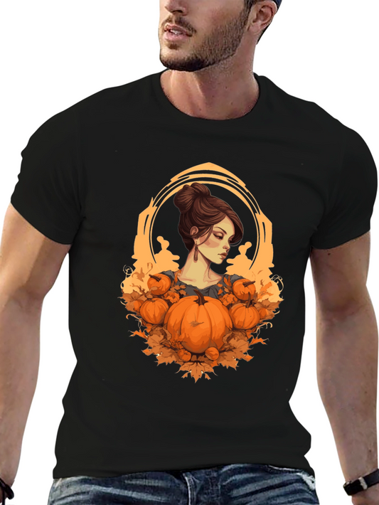 Autumn Lady Pumpkin Graphic Tee