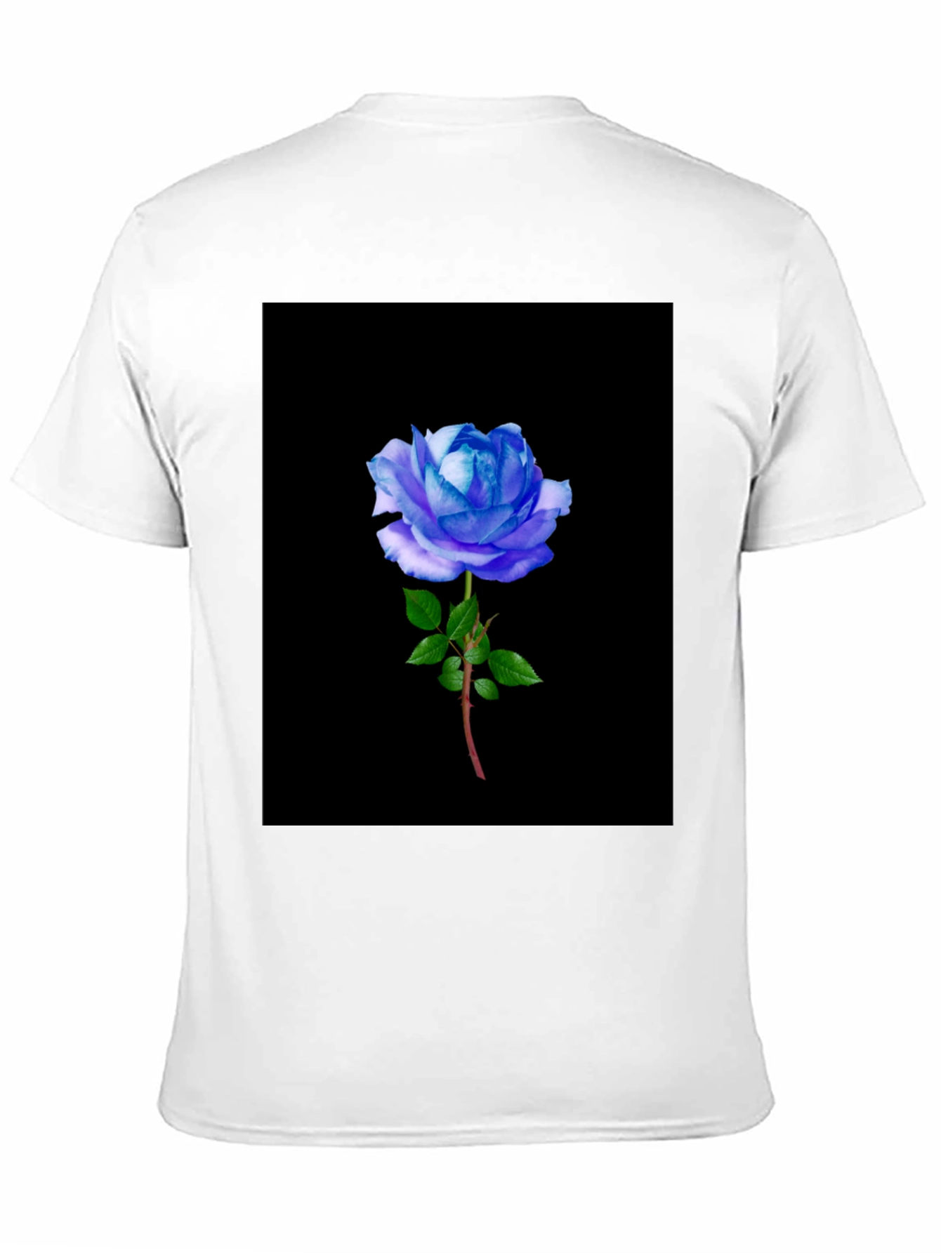 Black T-Shirt with Blue Rose Graphic
