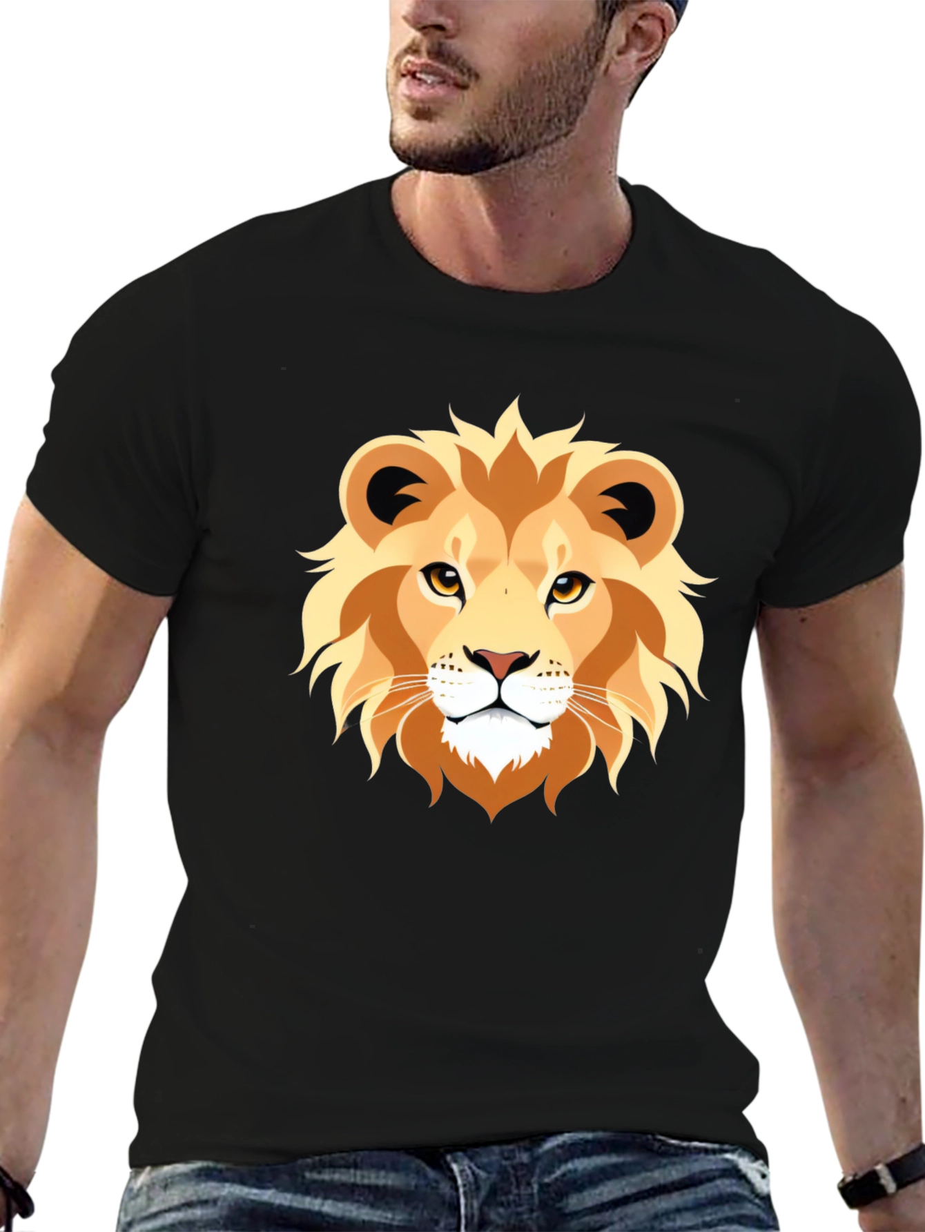 Lion Graphic Tee - Bold Animal Print T-Shirt
