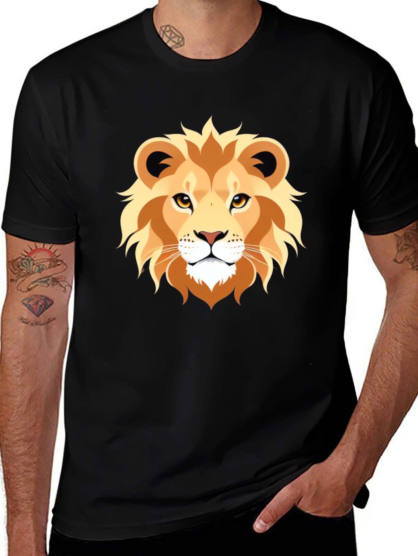 Lion Graphic Tee - Bold Animal Print T-Shirt