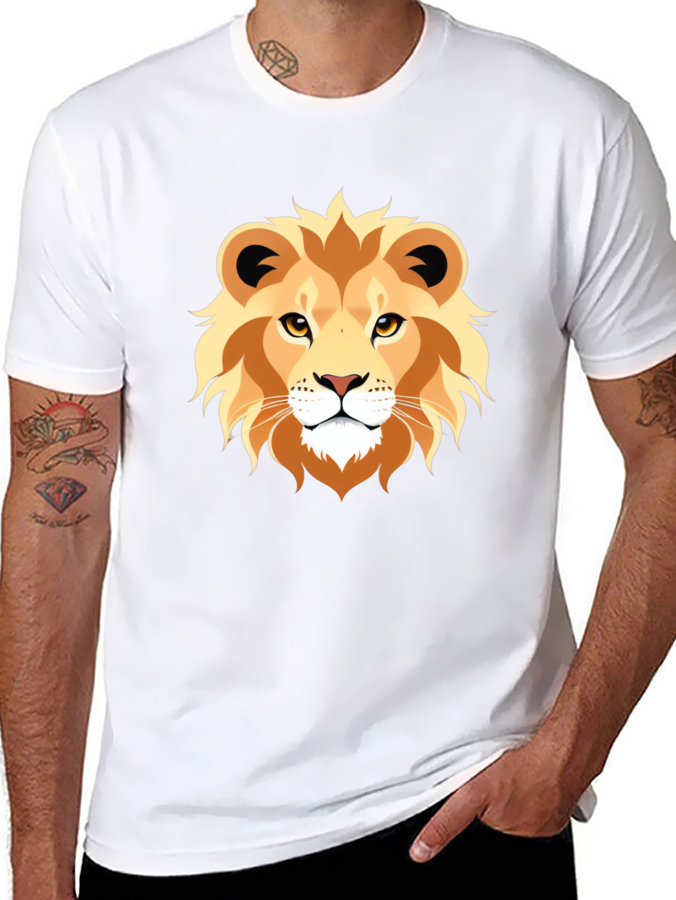 Lion Graphic Tee - Bold Animal Print T-Shirt