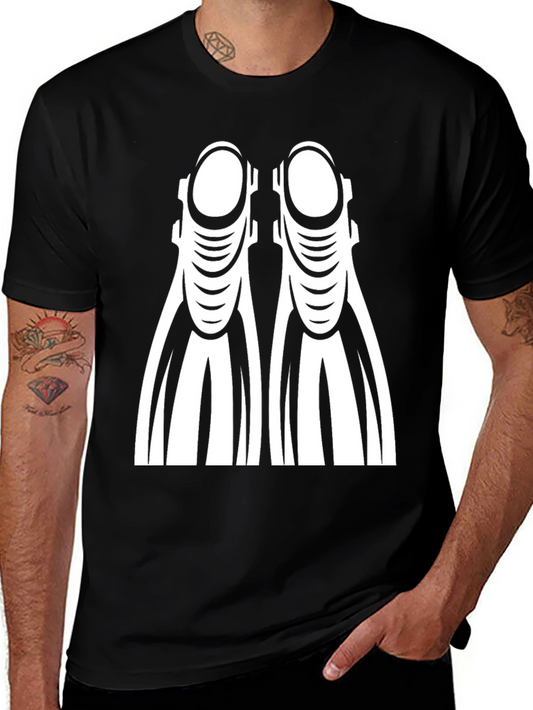 Diving Fins Graphic Tee - Black Cotton T-Shirt