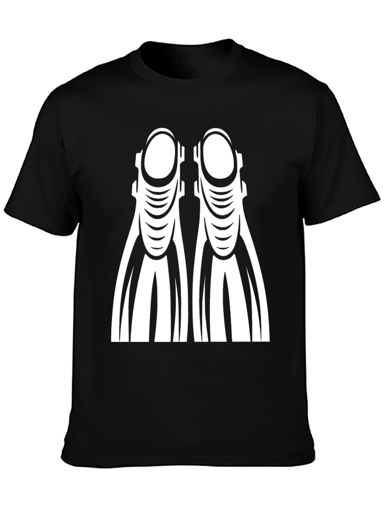Diving Fins Graphic Tee - Black Cotton T-Shirt