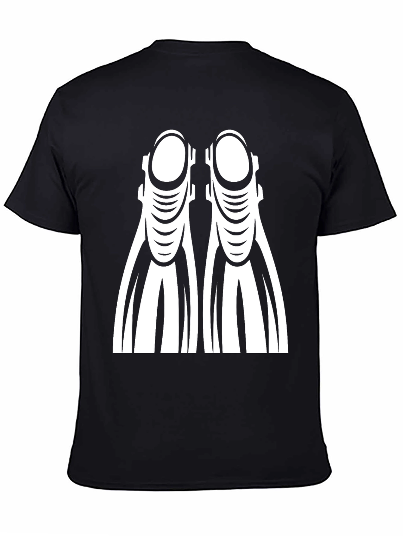 Diving Fins Graphic Tee - Black Cotton T-Shirt