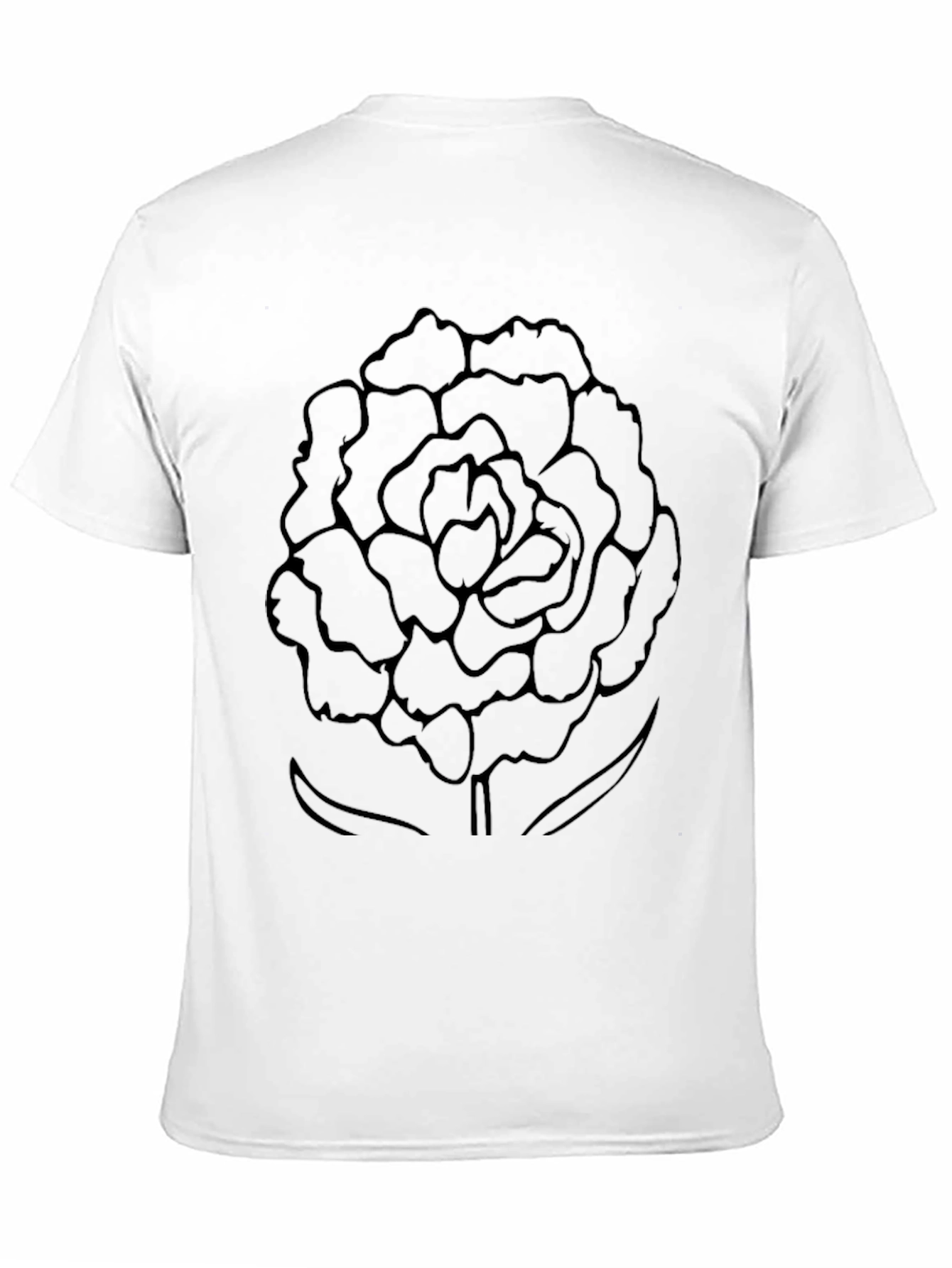Black T-Shirt with Floral Outline