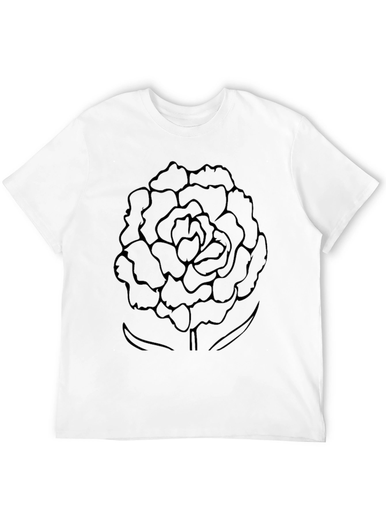 Black T-Shirt with Floral Outline