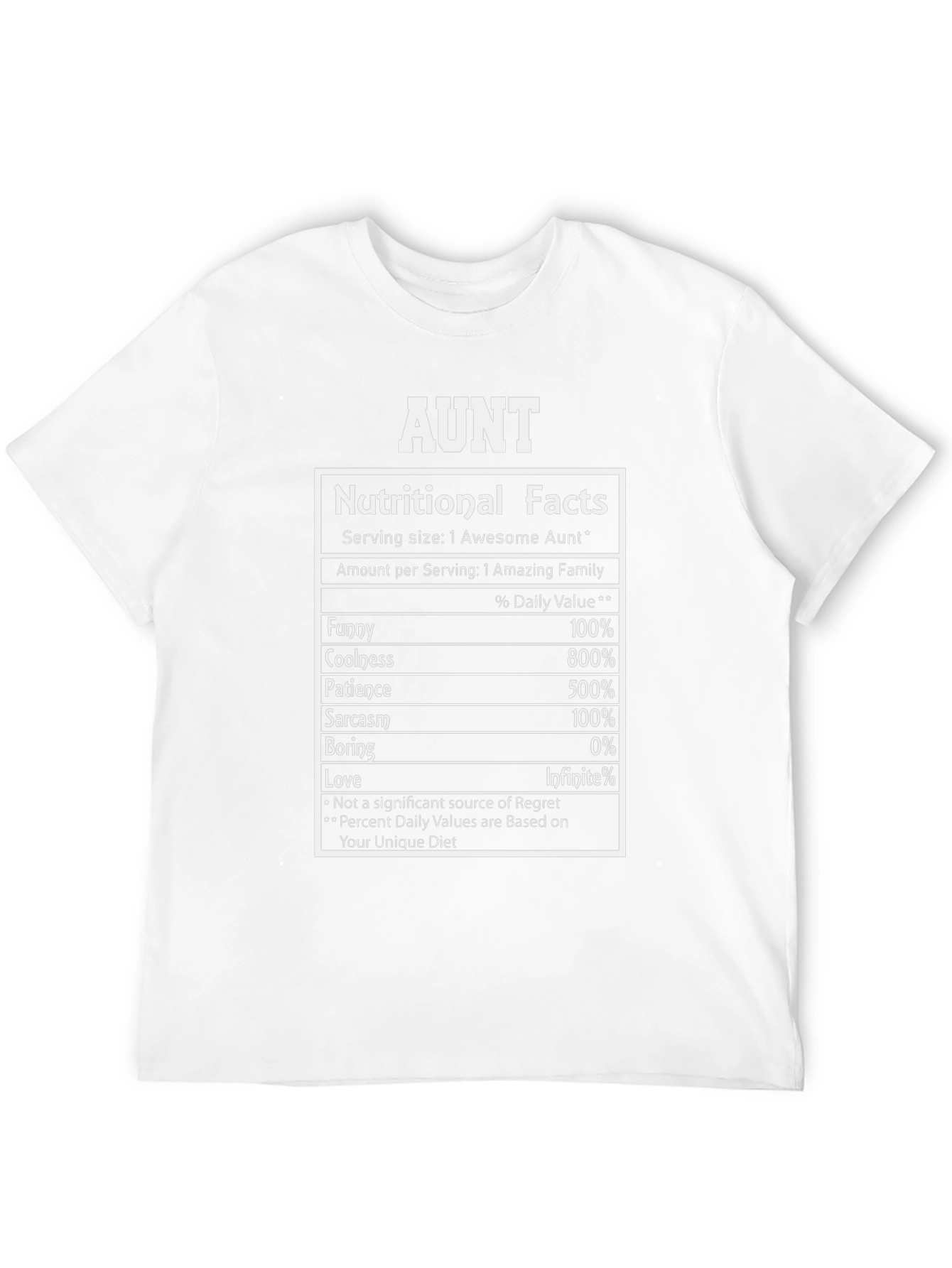 Aunt Nutritional Facts Funny Cool T-Shirt