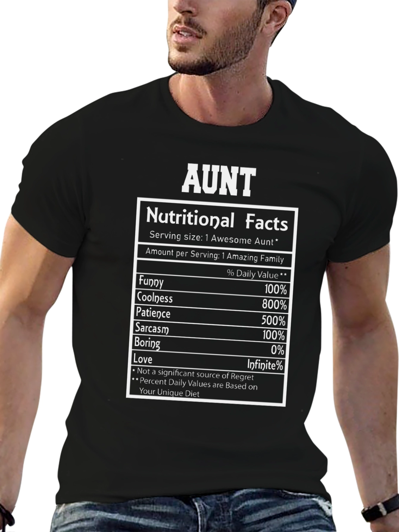 Aunt Nutritional Facts Funny Cool T-Shirt
