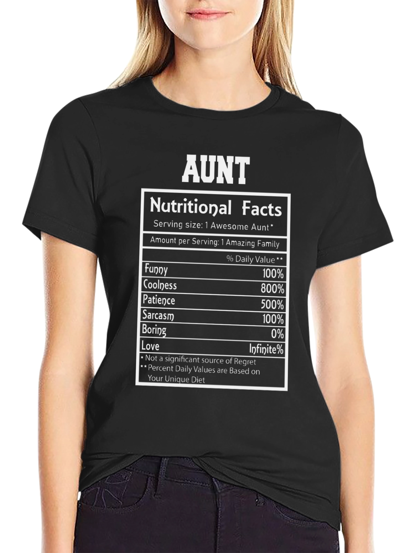 Aunt Nutritional Facts Funny Cool T-Shirt
