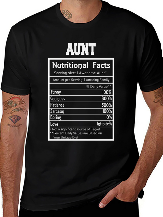 Aunt Nutritional Facts Funny Cool T-Shirt
