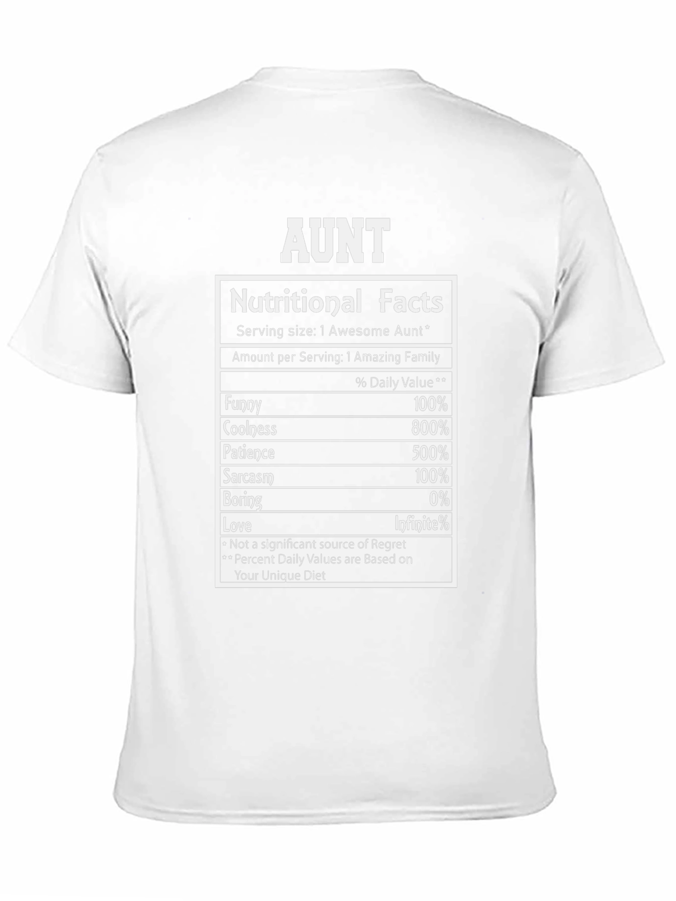 Aunt Nutritional Facts Funny Cool T-Shirt