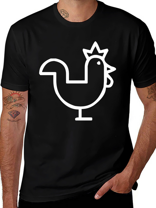 Mens Black T-Shirt with Chicken Graphic