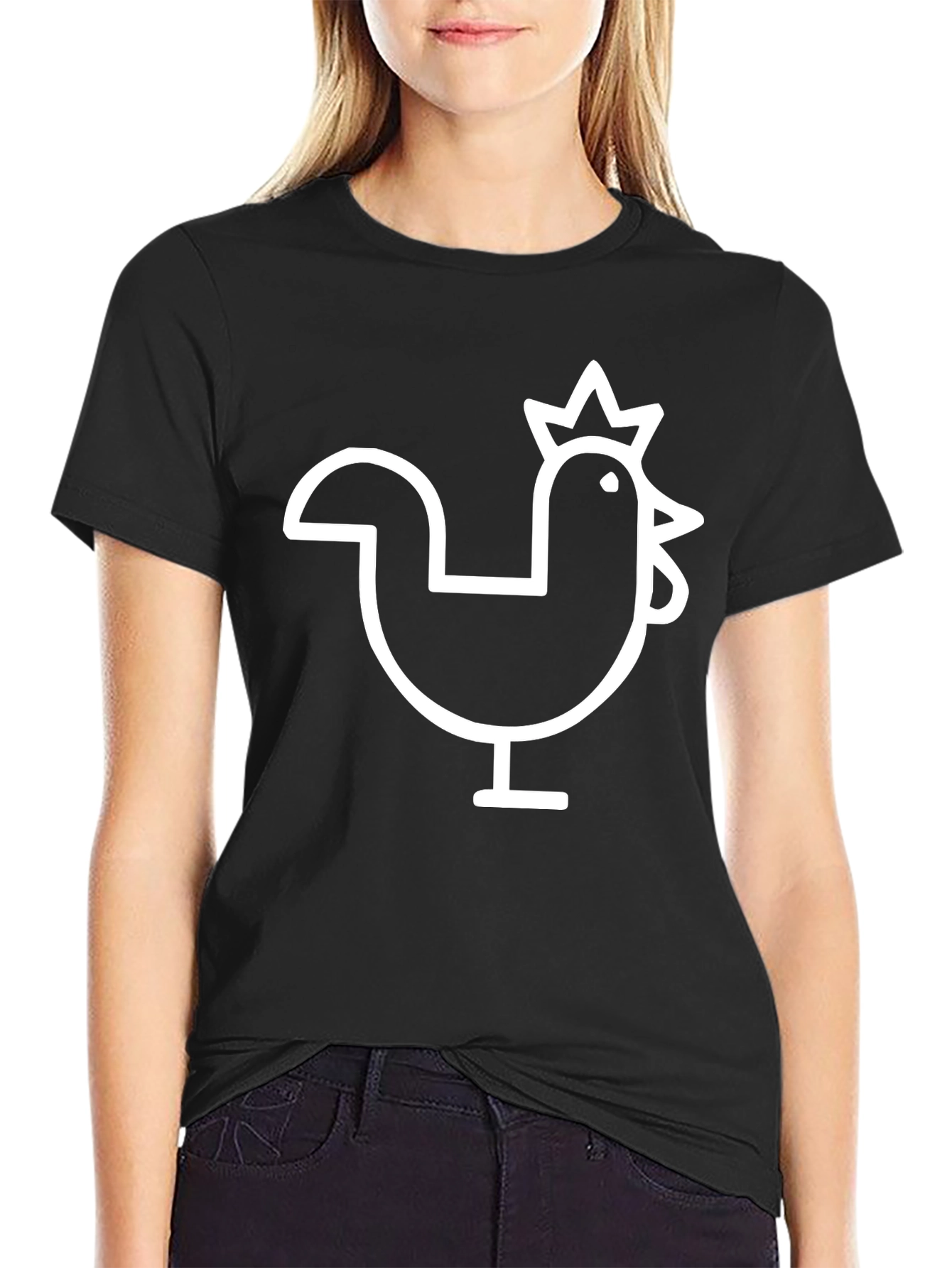 Mens Black T-Shirt with Chicken Graphic