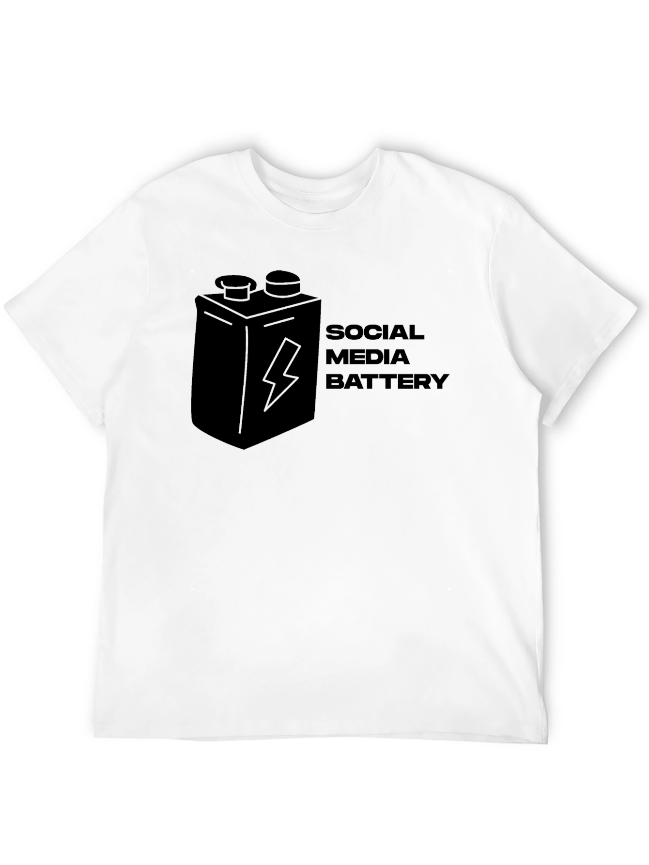 Social Media Battery Graphic T-Shirt - Black