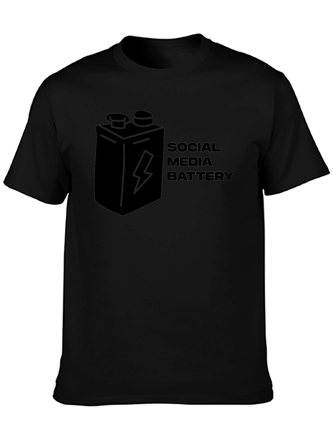 Social Media Battery Graphic T-Shirt - Black