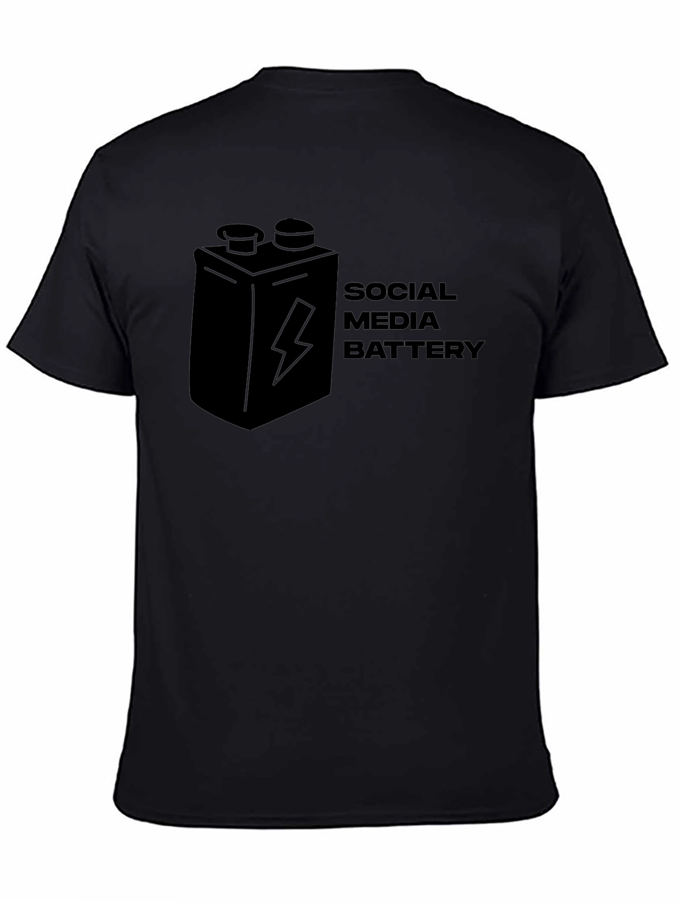 Social Media Battery Graphic T-Shirt - Black