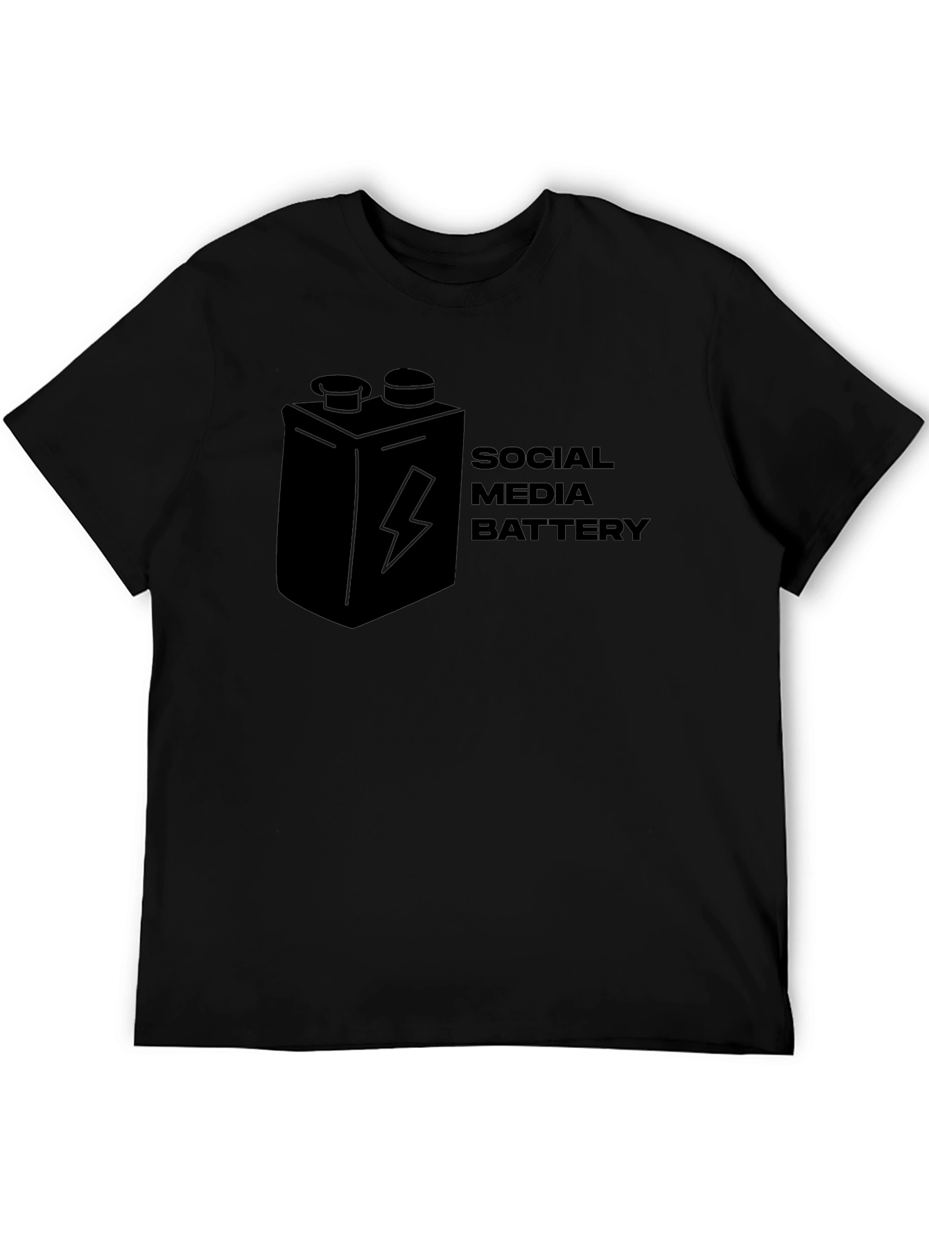 Social Media Battery Graphic T-Shirt - Black