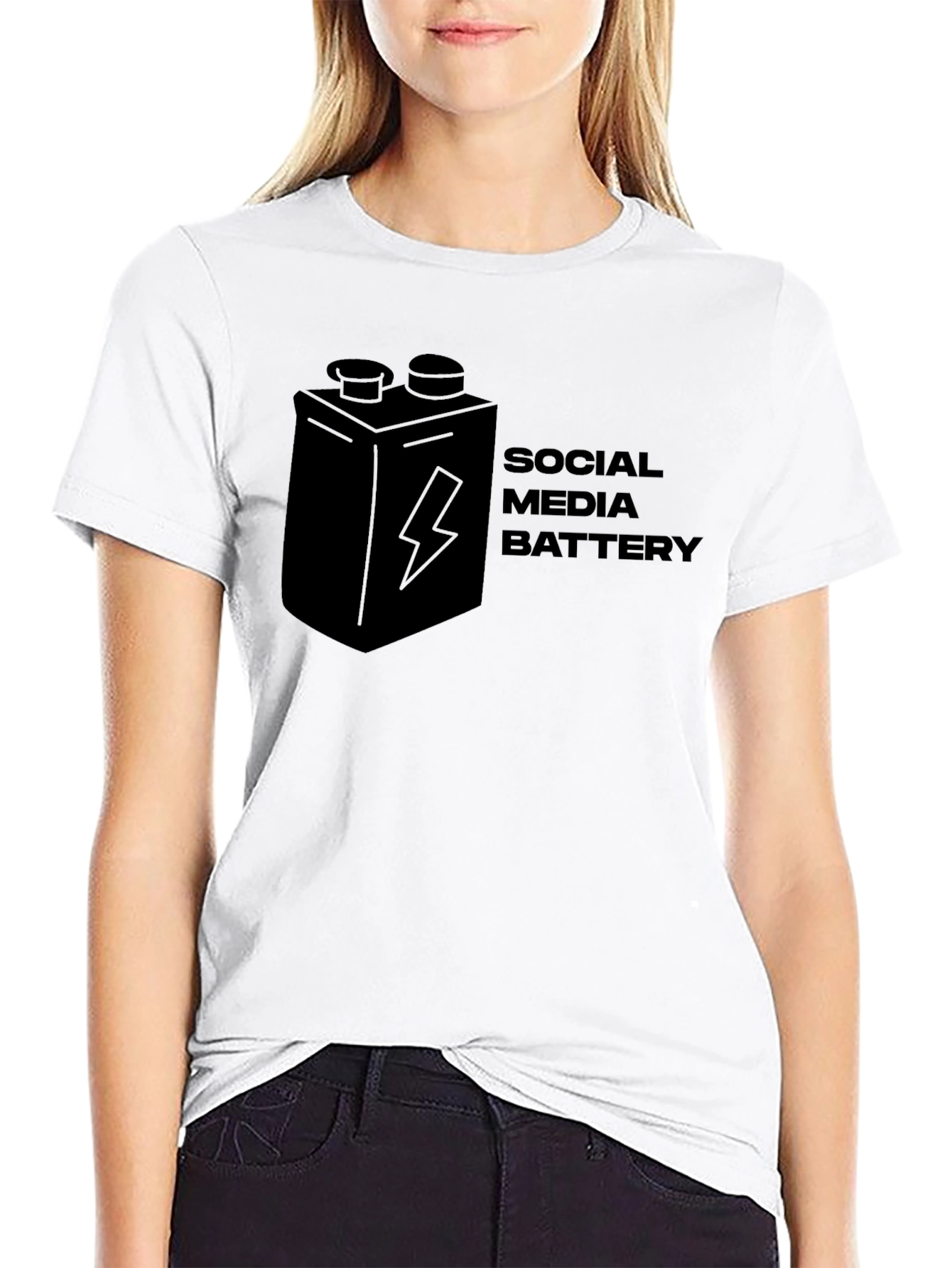 Social Media Battery Graphic T-Shirt - Black