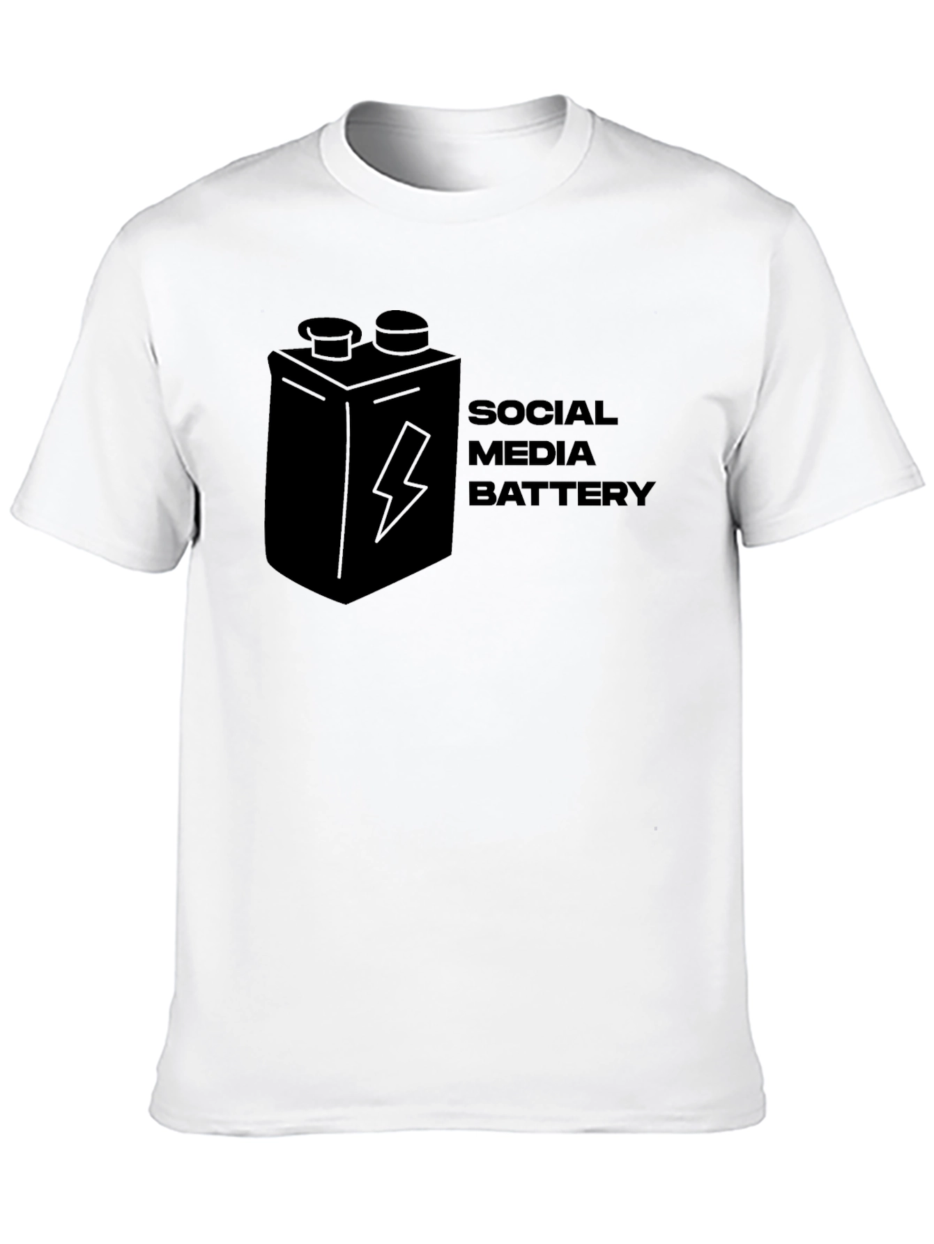 Social Media Battery Graphic T-Shirt - Black
