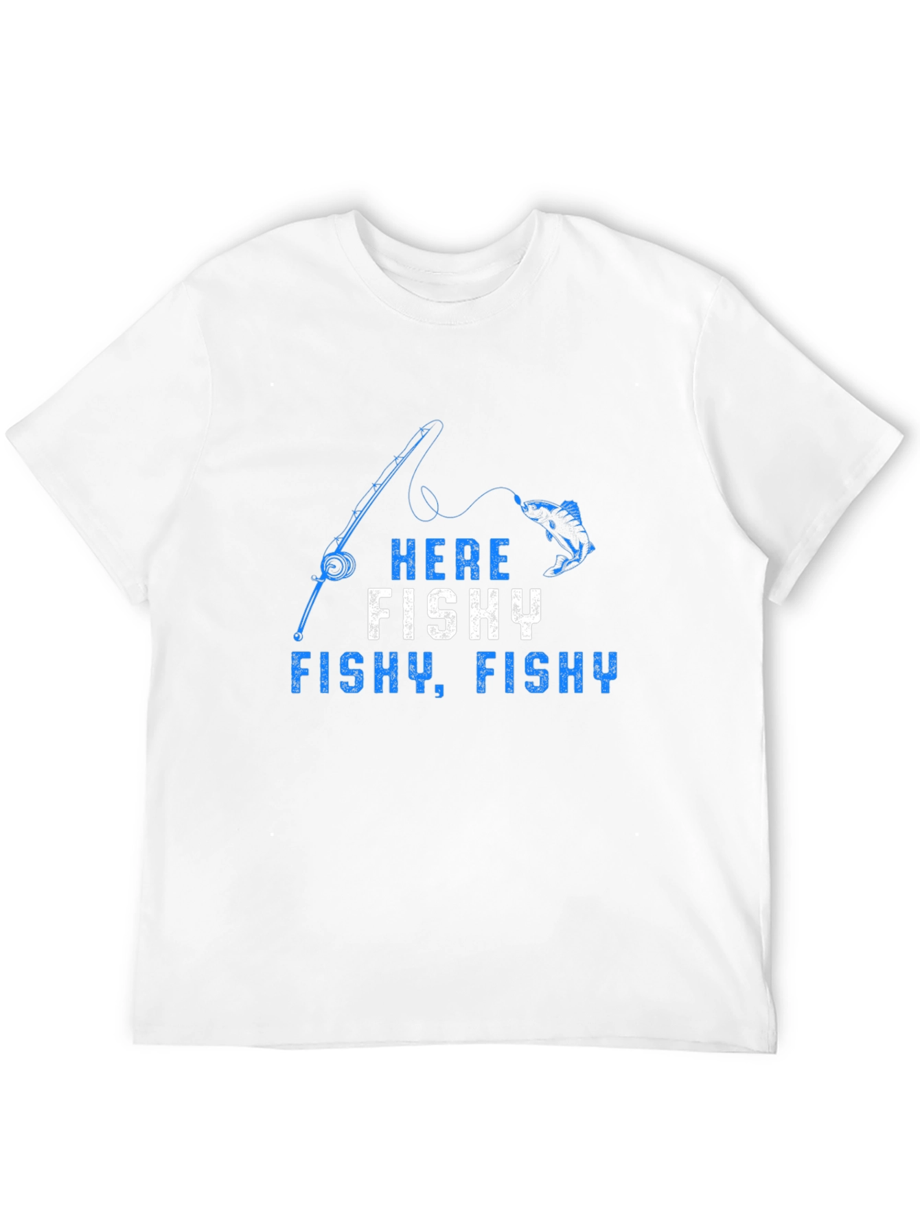 Here Fishy T-Shirt - Fishing Rod Design