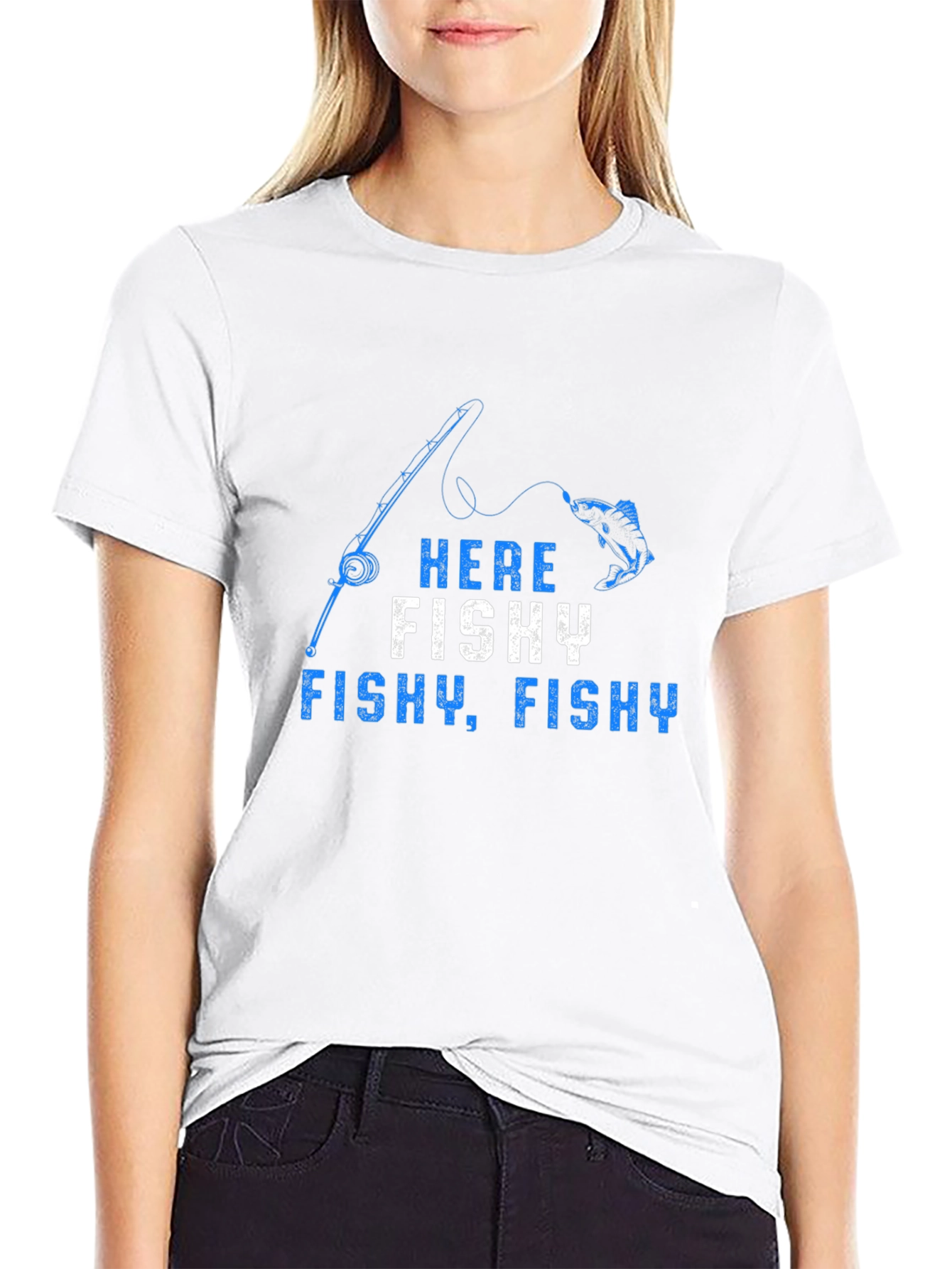 Here Fishy T-Shirt - Fishing Rod Design