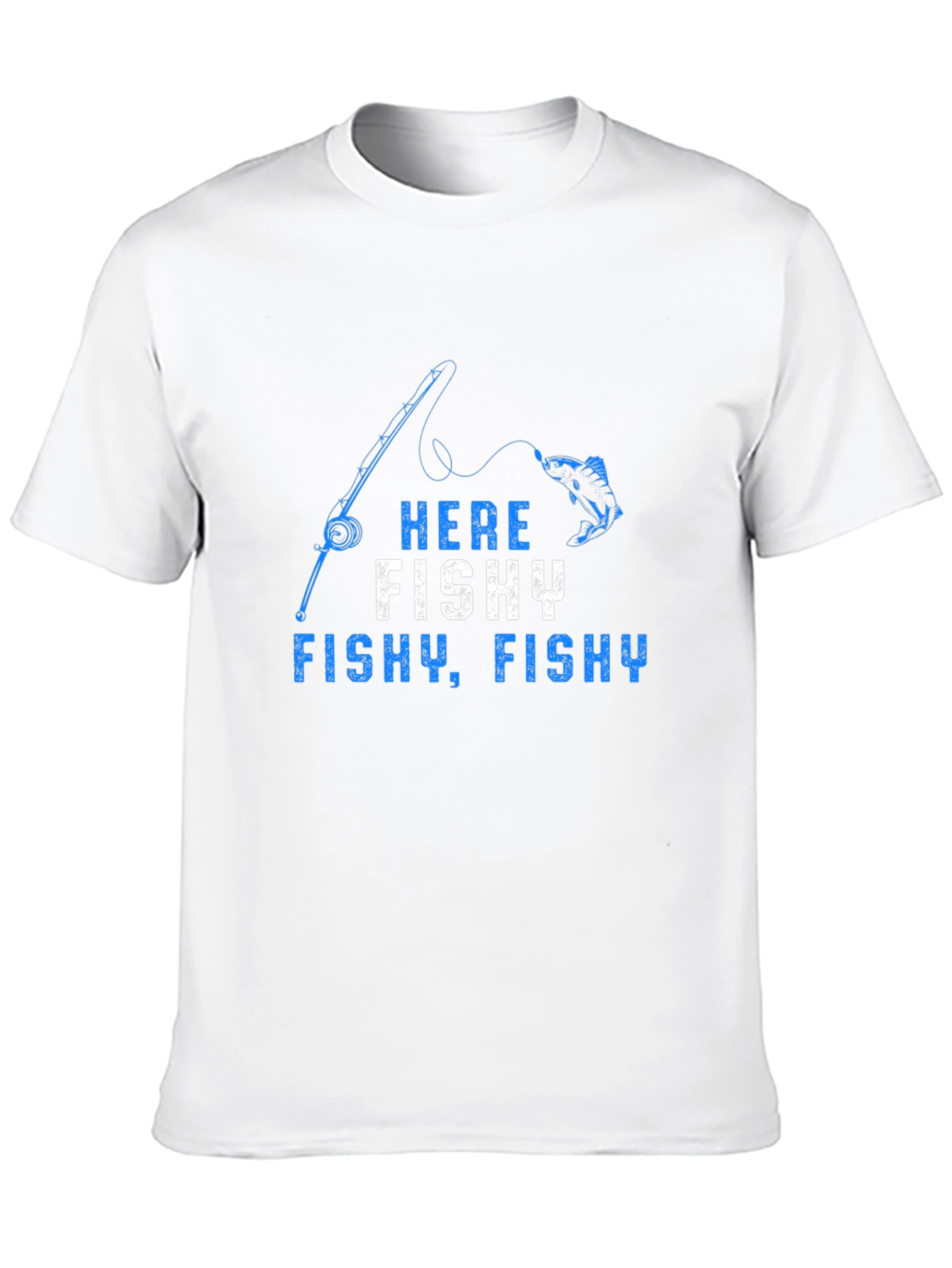 Here Fishy T-Shirt - Fishing Rod Design