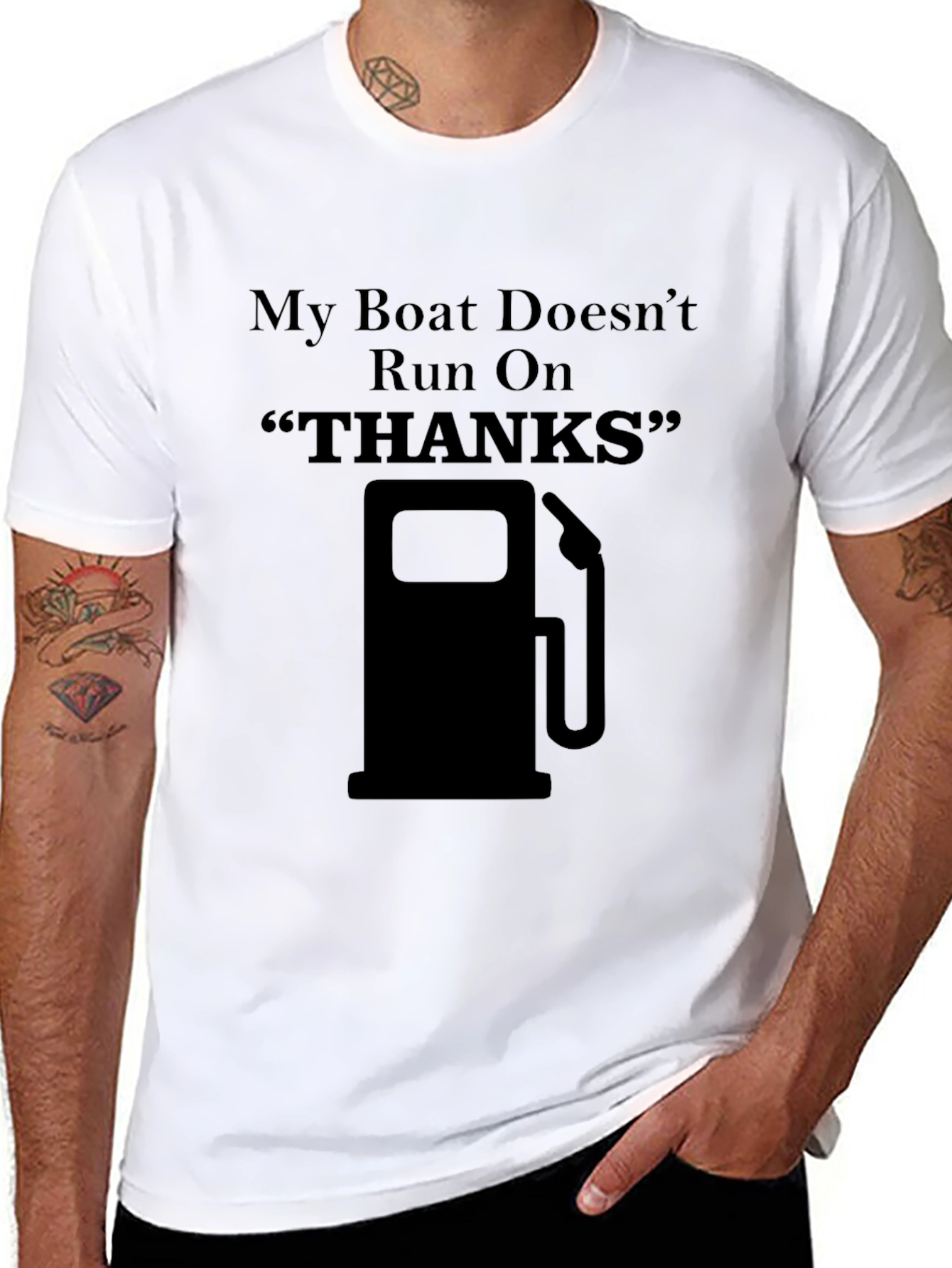Funny Boating T-Shirt: My Boat Doesnt Run On Thanks