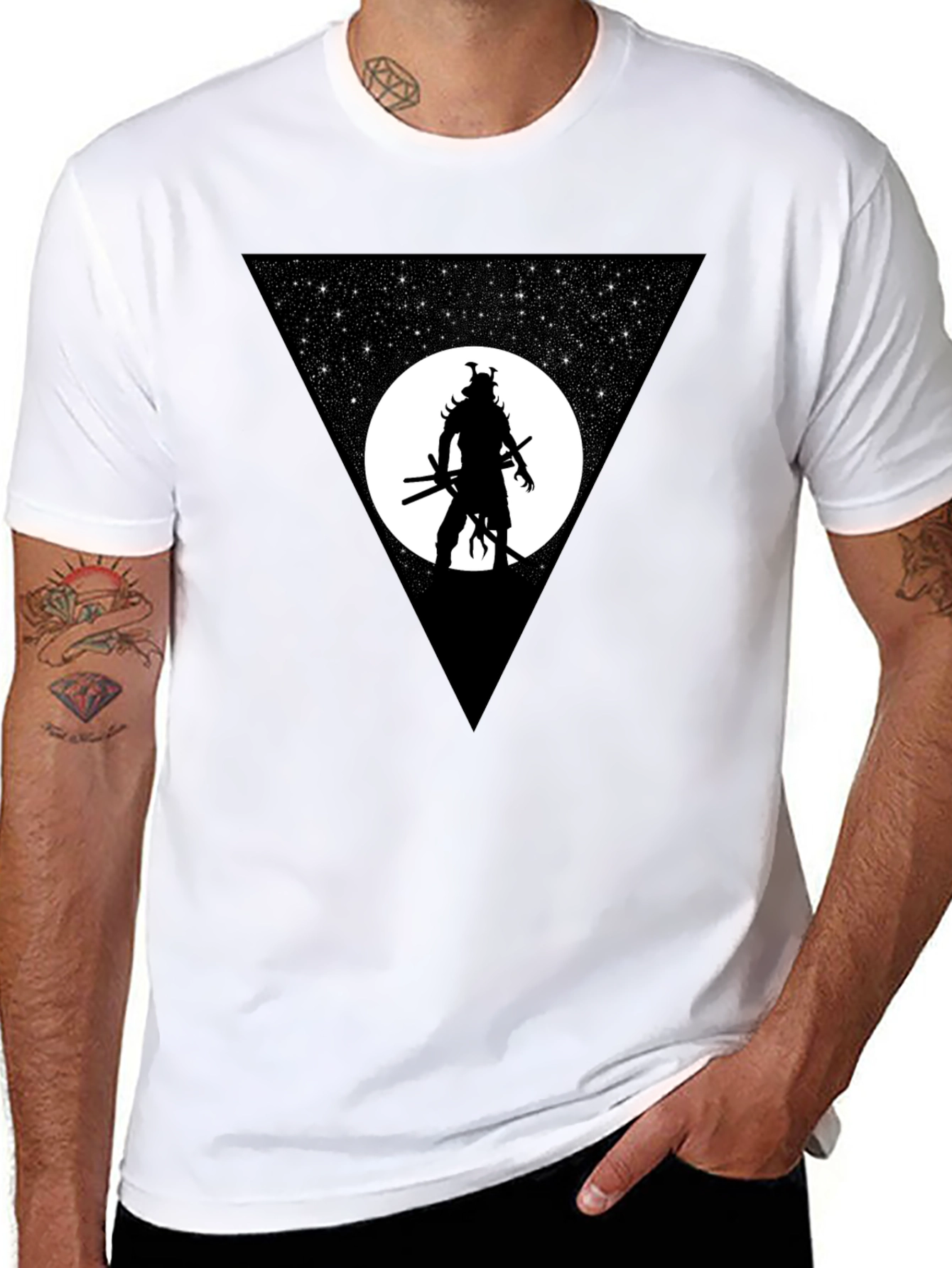 Samurai Warrior Stargazing Graphic T-Shirt