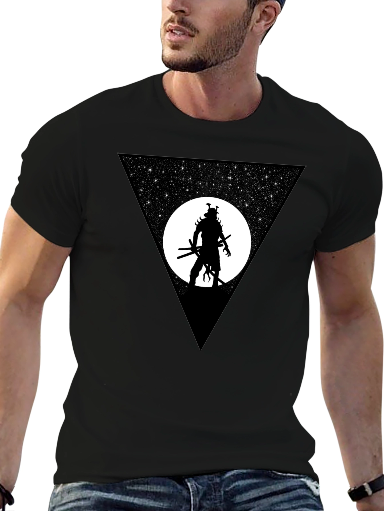 Samurai Warrior Stargazing Graphic T-Shirt