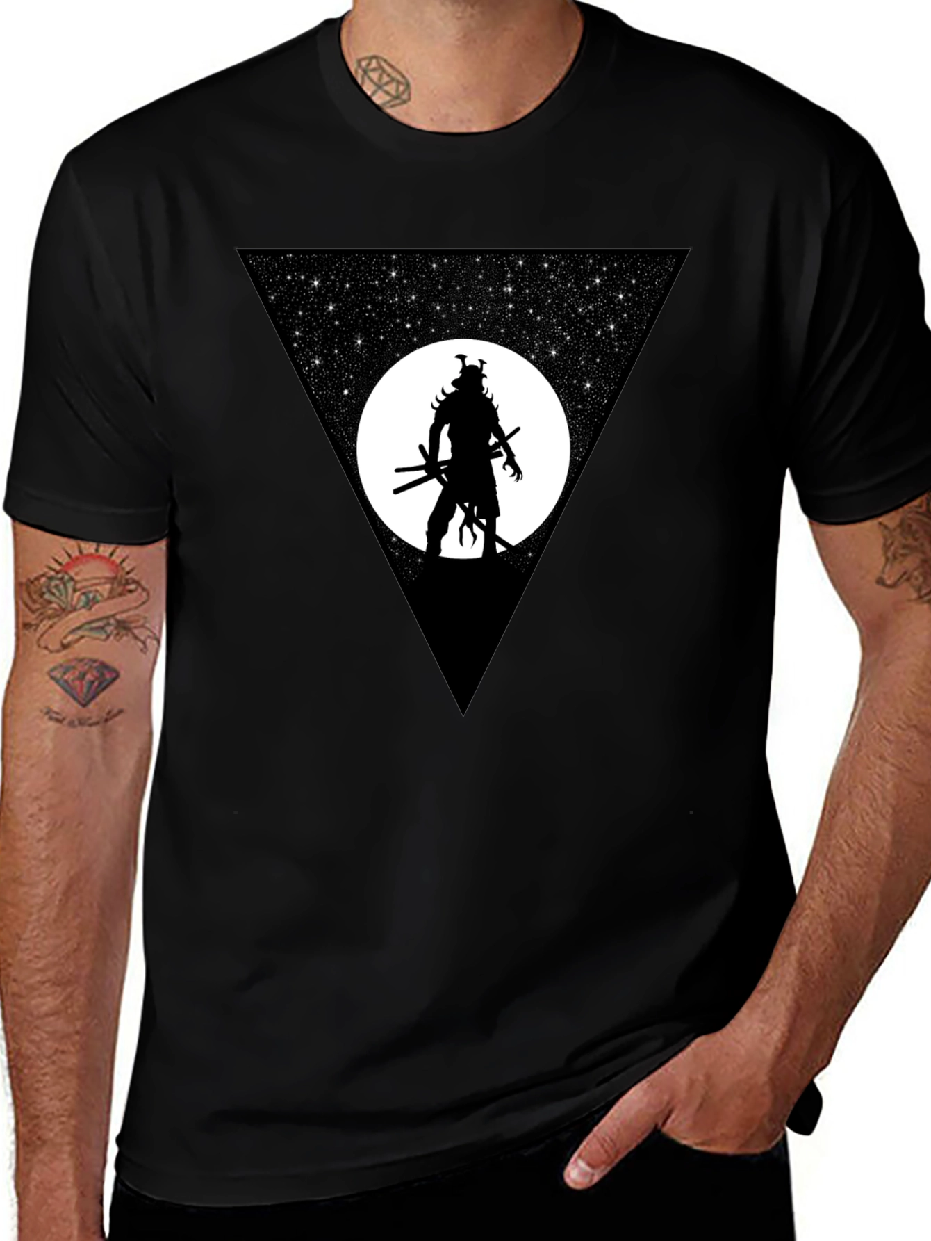 Samurai Warrior Stargazing Graphic T-Shirt