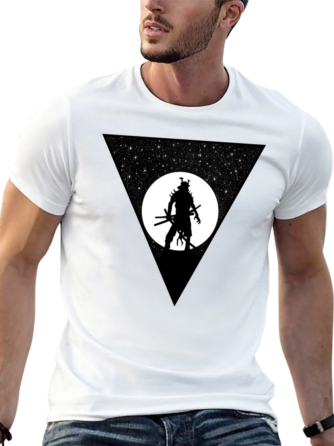 Samurai Warrior Stargazing Graphic T-Shirt