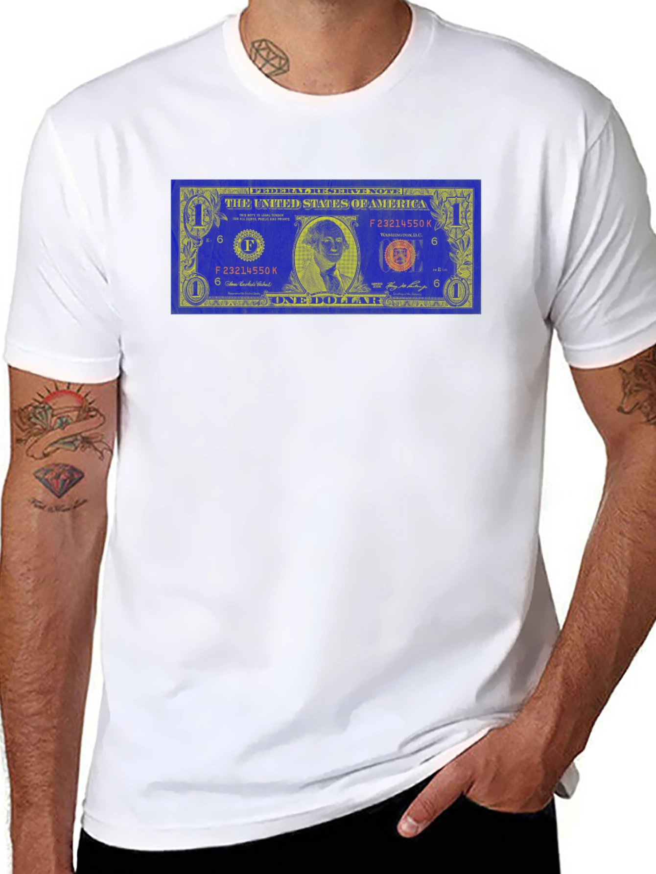 Novelty Dollar Bill Graphic Black T-Shirt