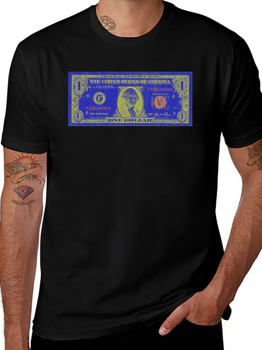 Novelty Dollar Bill Graphic Black T-Shirt