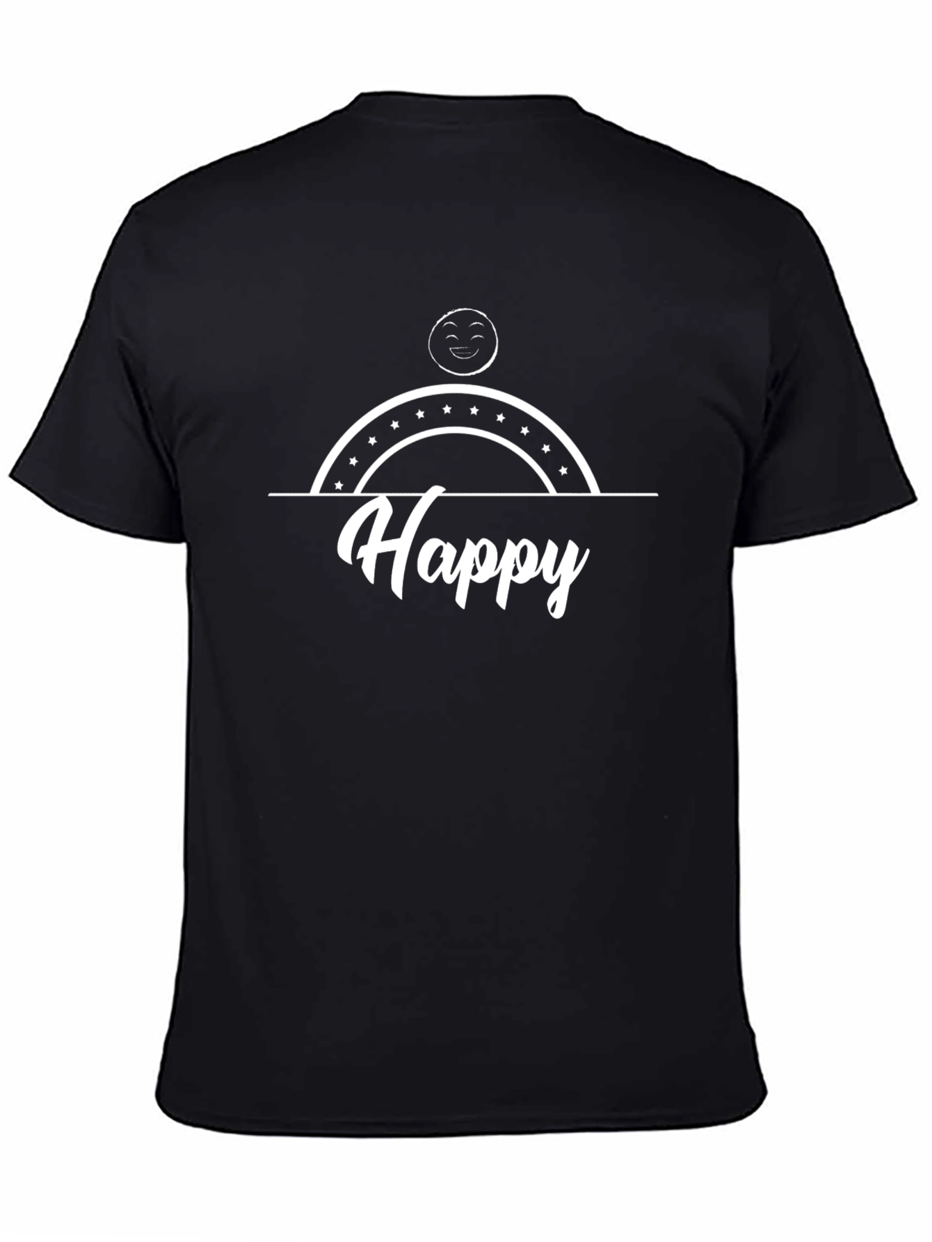 Happy Graphic Tee - Trendy Black T-Shirt