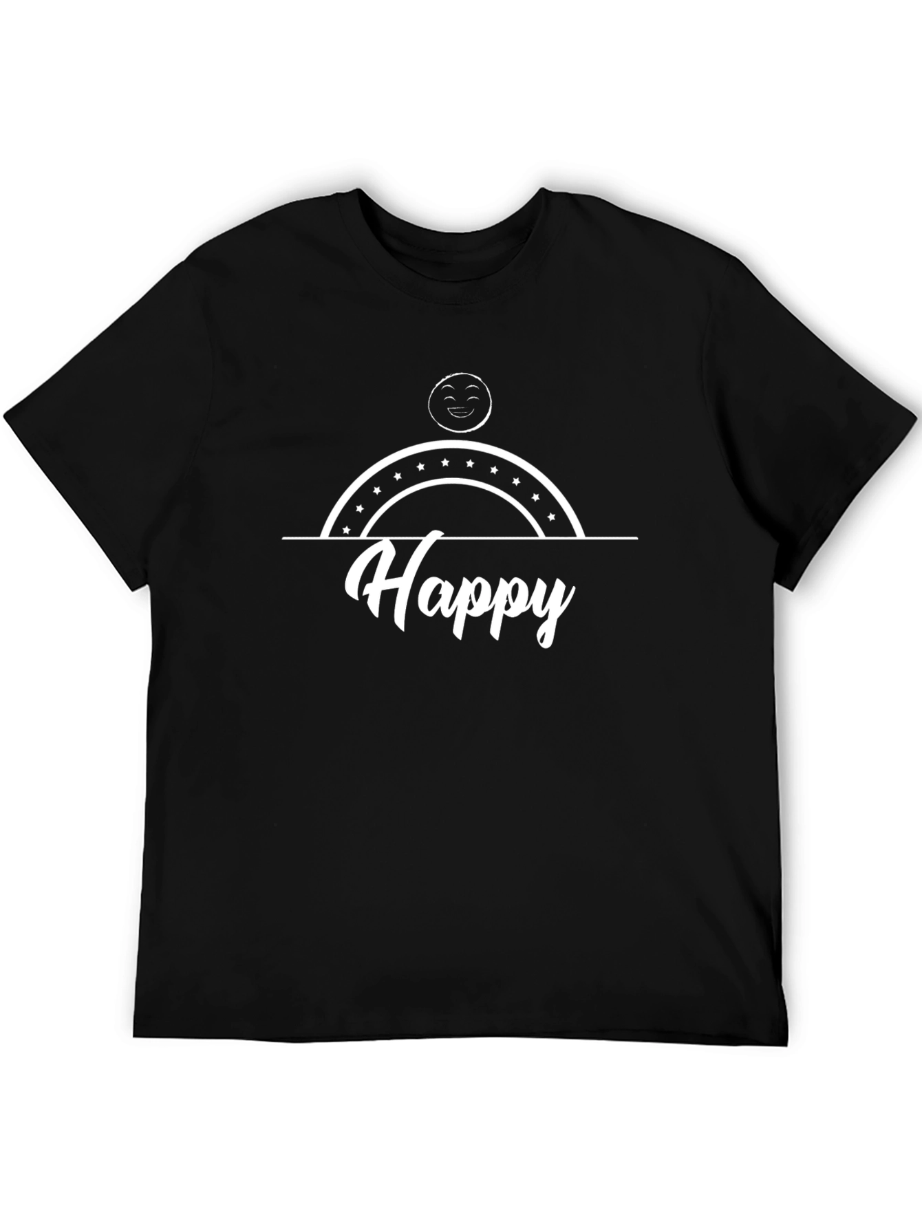 Happy Graphic Tee - Trendy Black T-Shirt