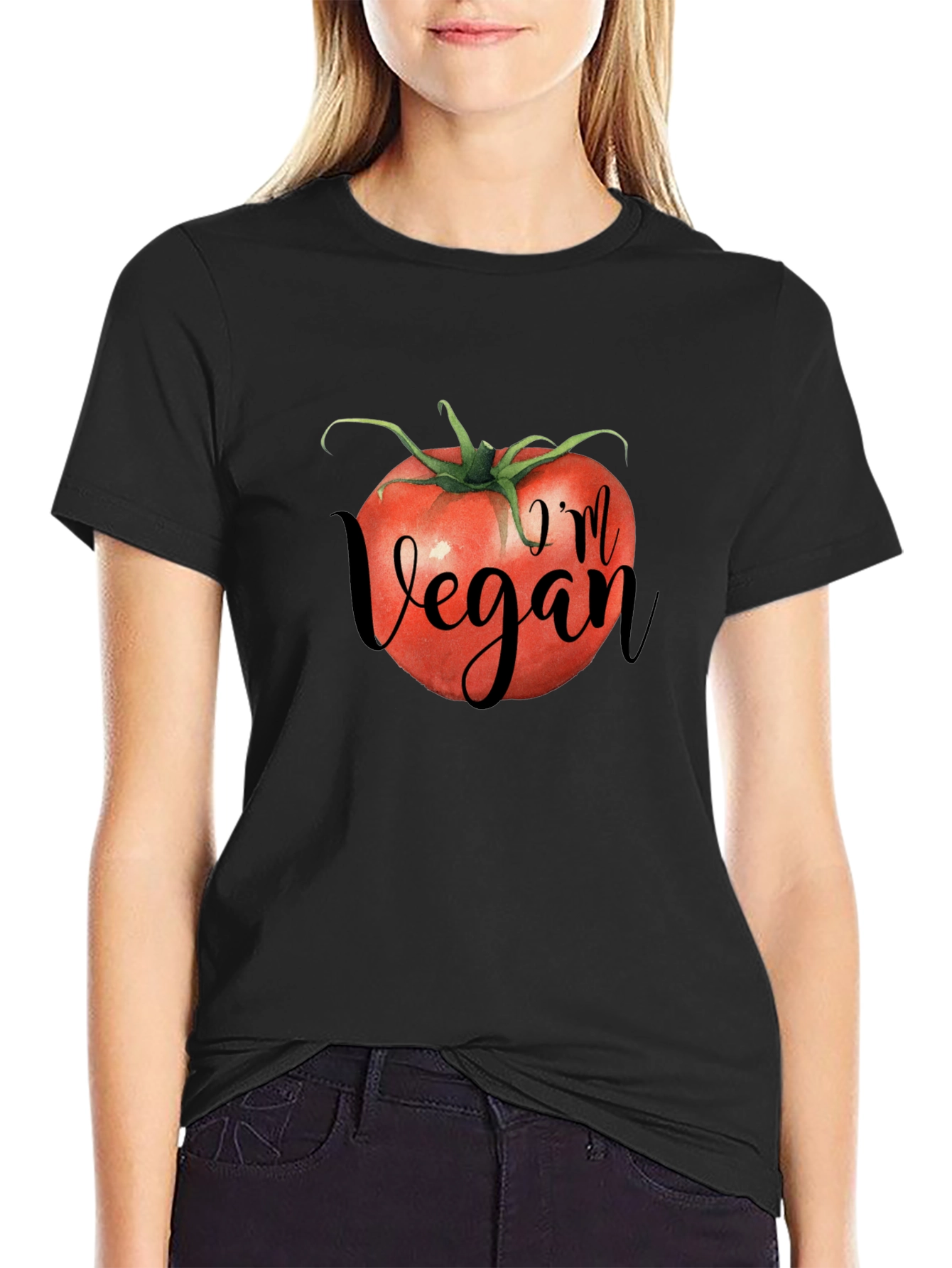 Vegan Tomato Graphic Tee - Black Unisex T-Shirt
