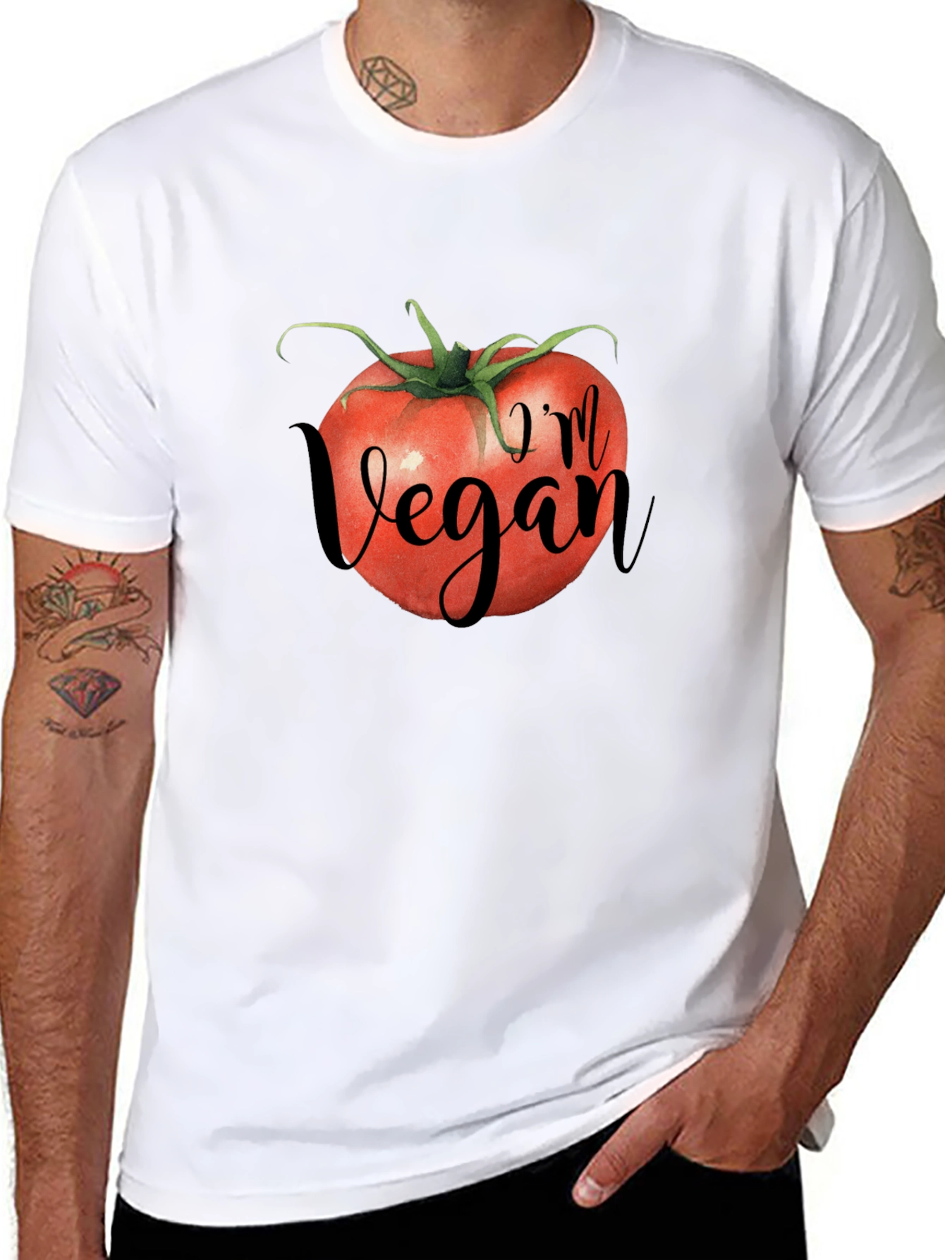 Vegan Tomato Graphic Tee - Black Unisex T-Shirt
