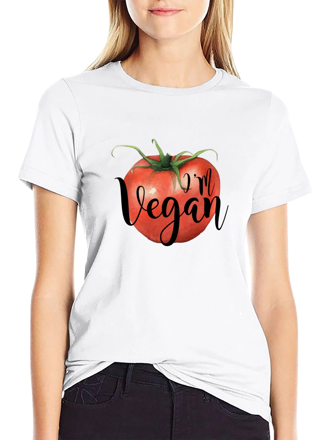 Vegan Tomato Graphic Tee - Black Unisex T-Shirt