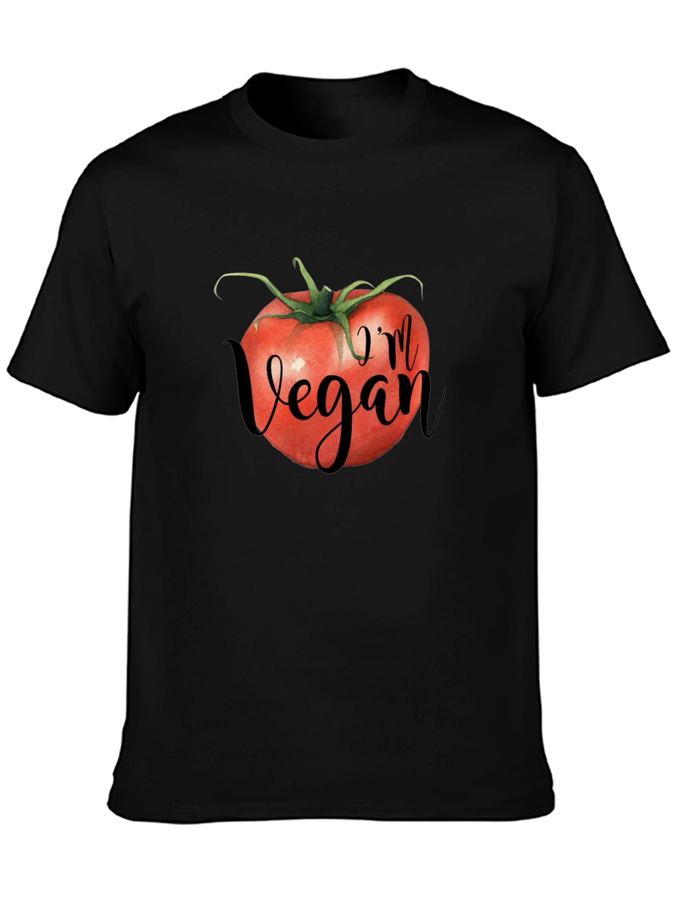 Vegan Tomato Graphic Tee - Black Unisex T-Shirt